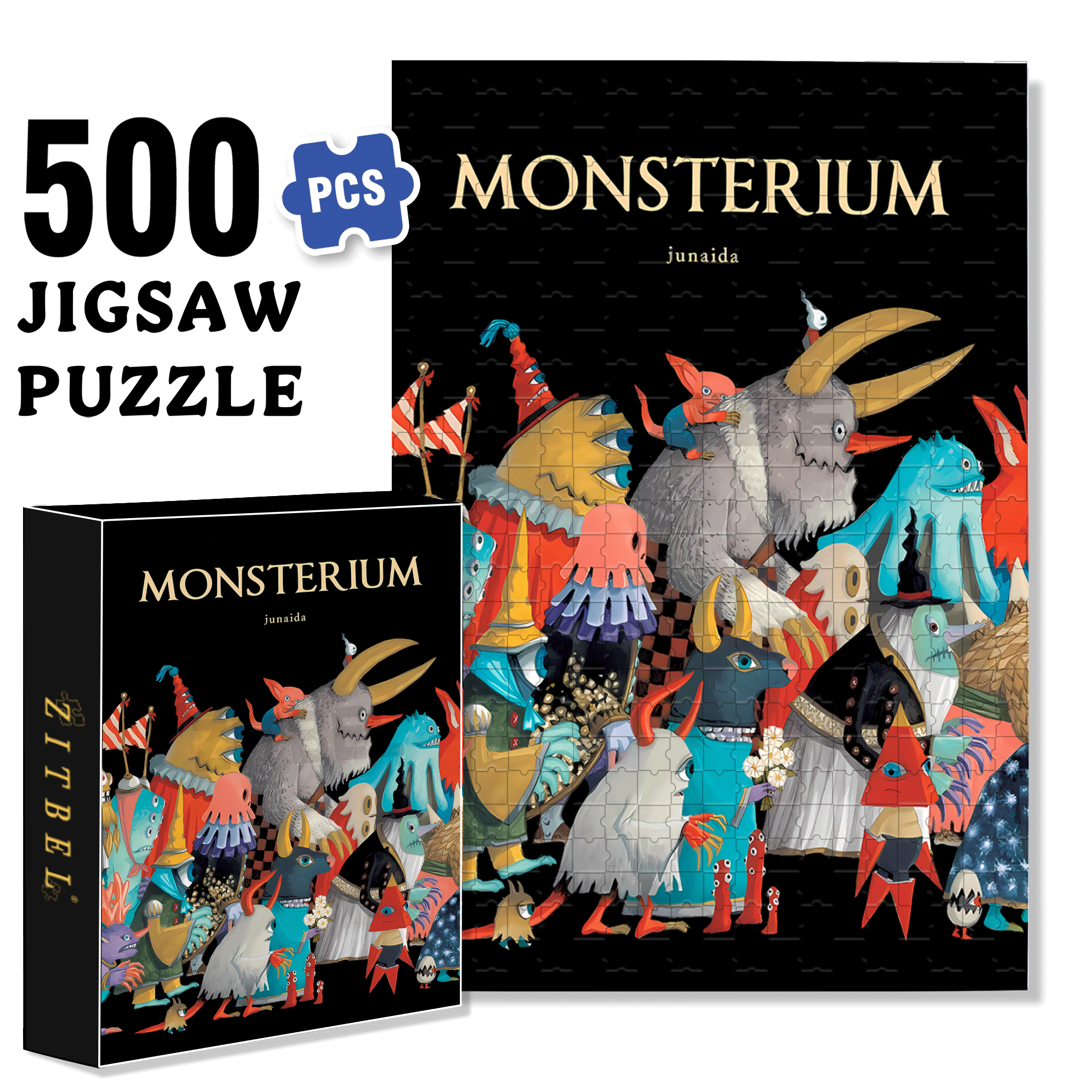 Monsterium 500pcs/1000pcs Jigsaw Puzzle, Scratch-Resistant, Interactive Family Game & Brain-Boosting DIY Decor, Perfect for Halloween, Christmas & New Year Gifts, Family Puzzle Game