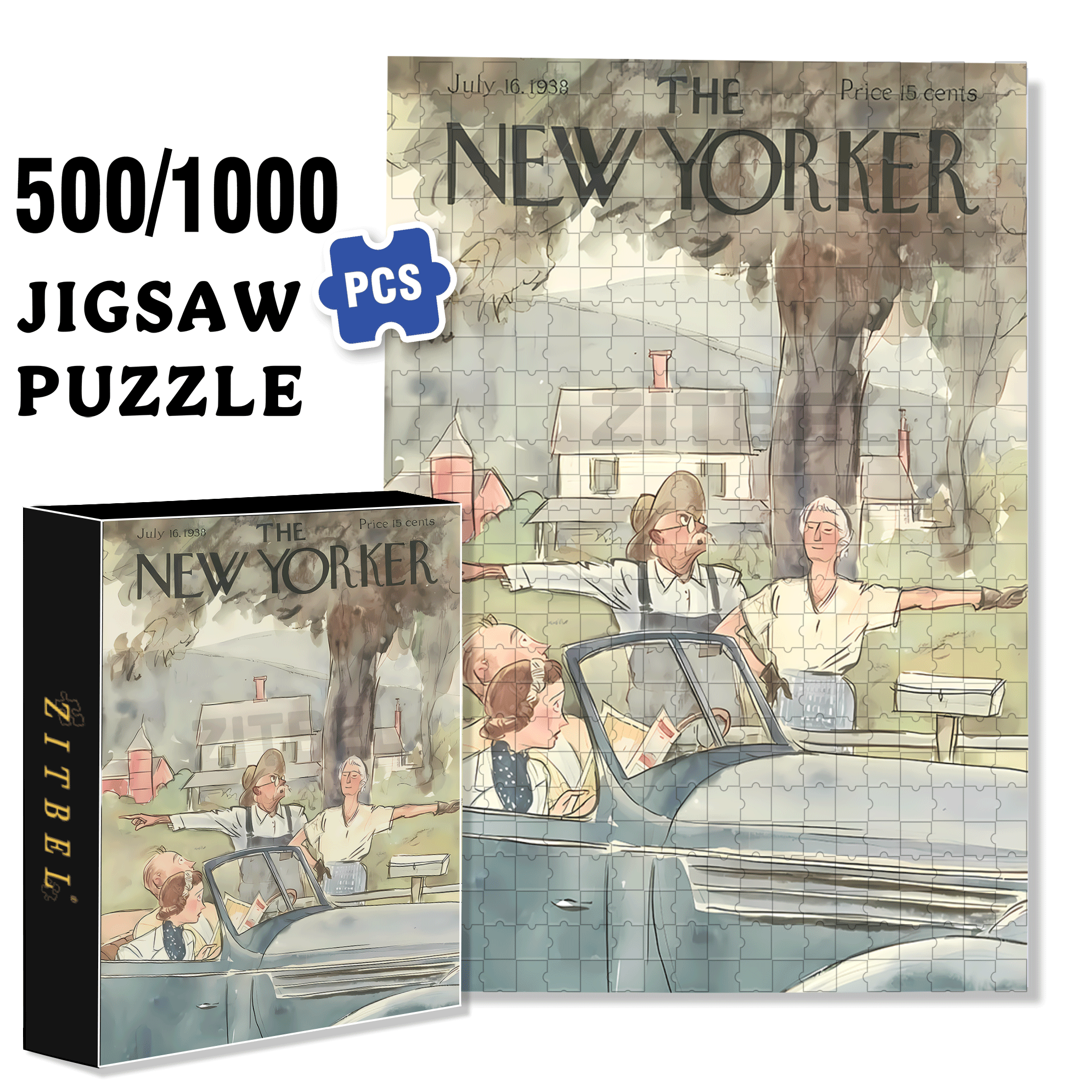 Opposite Direction 500pcs/1000pcs Jigsaw Puzzle, Scratch-Resistant, Interactive Family Game & Brain-Boosting DIY Decor, Perfect for Halloween, Christmas & New Year Gifts, Family Puzzle Game