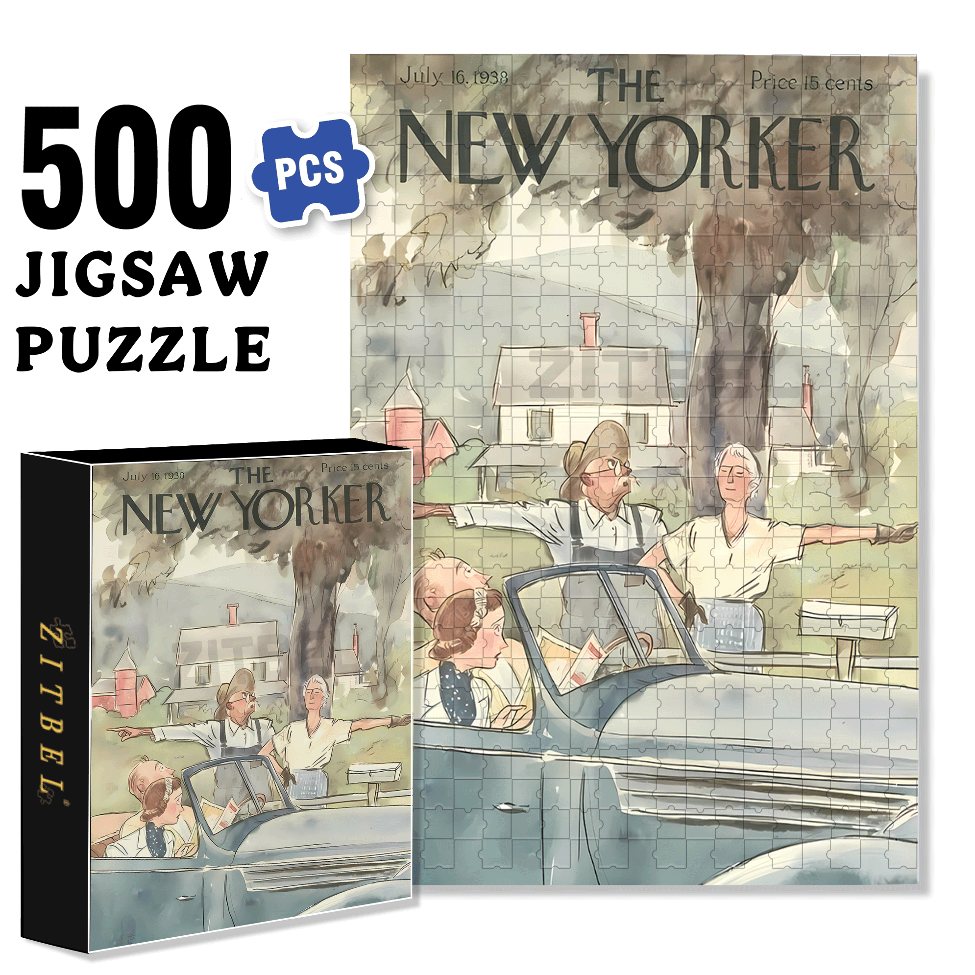 Opposite Direction 500pcs/1000pcs Jigsaw Puzzle, Scratch-Resistant, Interactive Family Game & Brain-Boosting DIY Decor, Perfect for Halloween, Christmas & New Year Gifts, Family Puzzle Game
