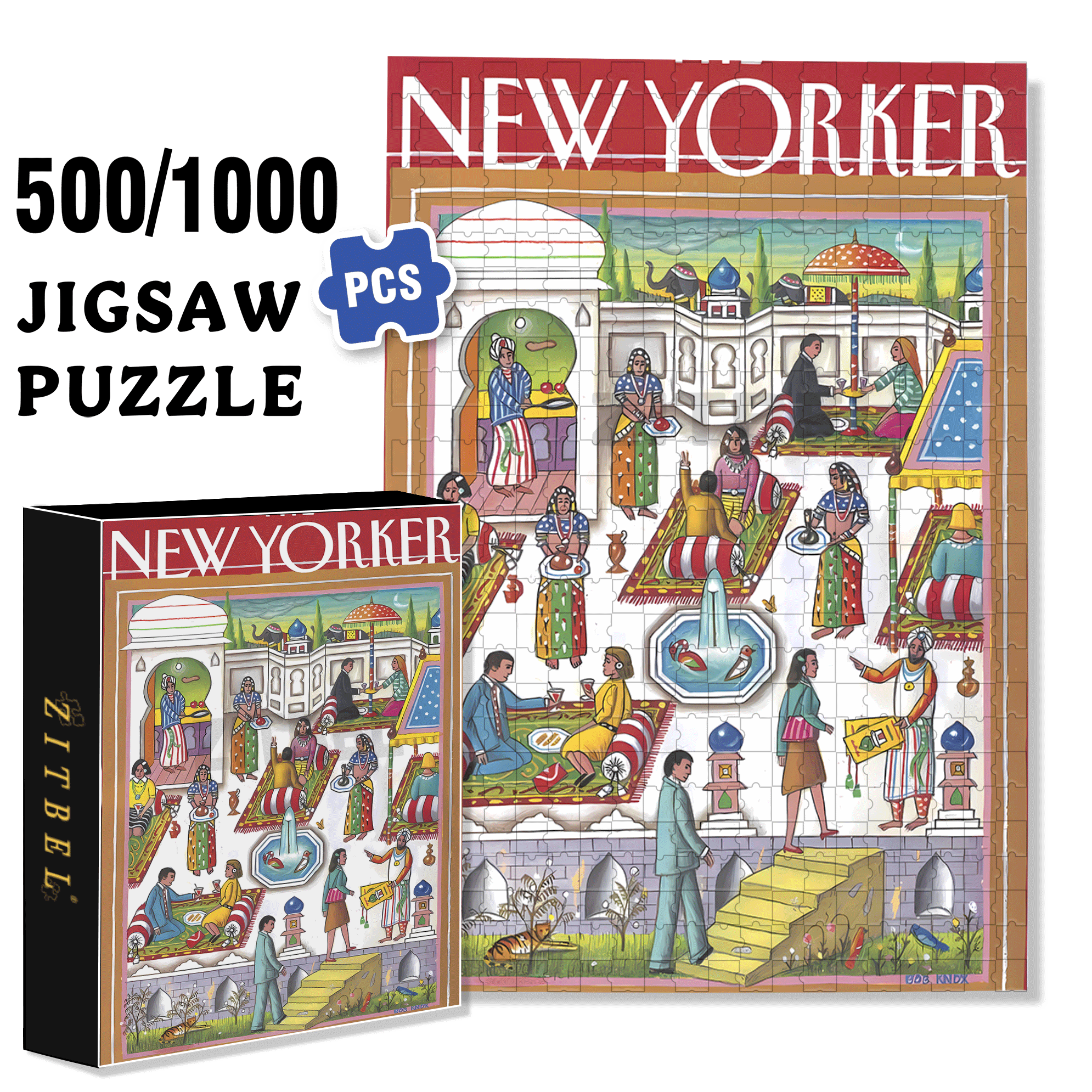 Palace Restaurant 500pcs/1000pcs Jigsaw Puzzle, Scratch-Resistant, Interactive Family Game & Brain-Boosting DIY Decor, Perfect for Halloween, Christmas & New Year Gifts, Family Puzzle Game