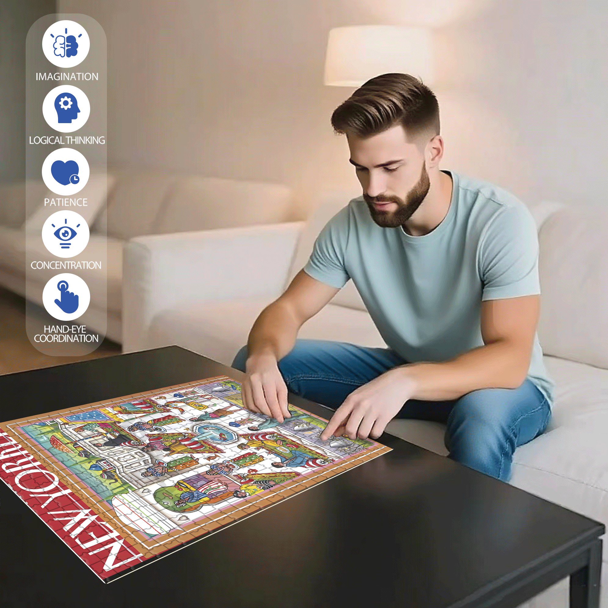 Palace Restaurant 500pcs/1000pcs Jigsaw Puzzle, Scratch-Resistant, Interactive Family Game & Brain-Boosting DIY Decor, Perfect for Halloween, Christmas & New Year Gifts, Family Puzzle Game