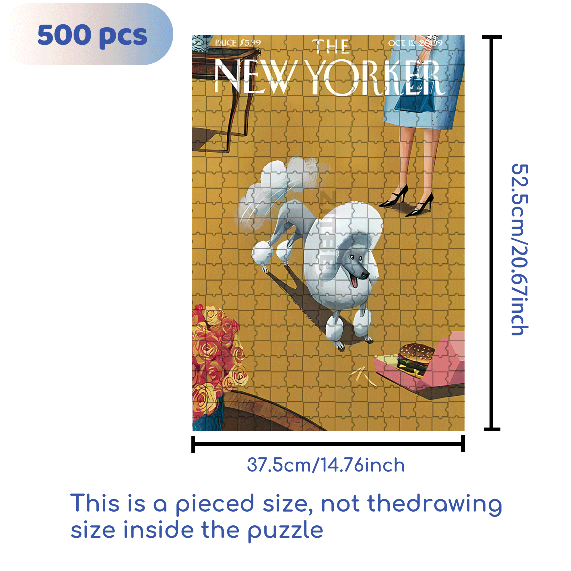 Poodle Lucky 500pcs/1000pcs Jigsaw Puzzle, Scratch-Resistant, Interactive Family Game & Brain-Boosting DIY Decor, Perfect for Halloween, Christmas & New Year Gifts, Family Puzzle Game