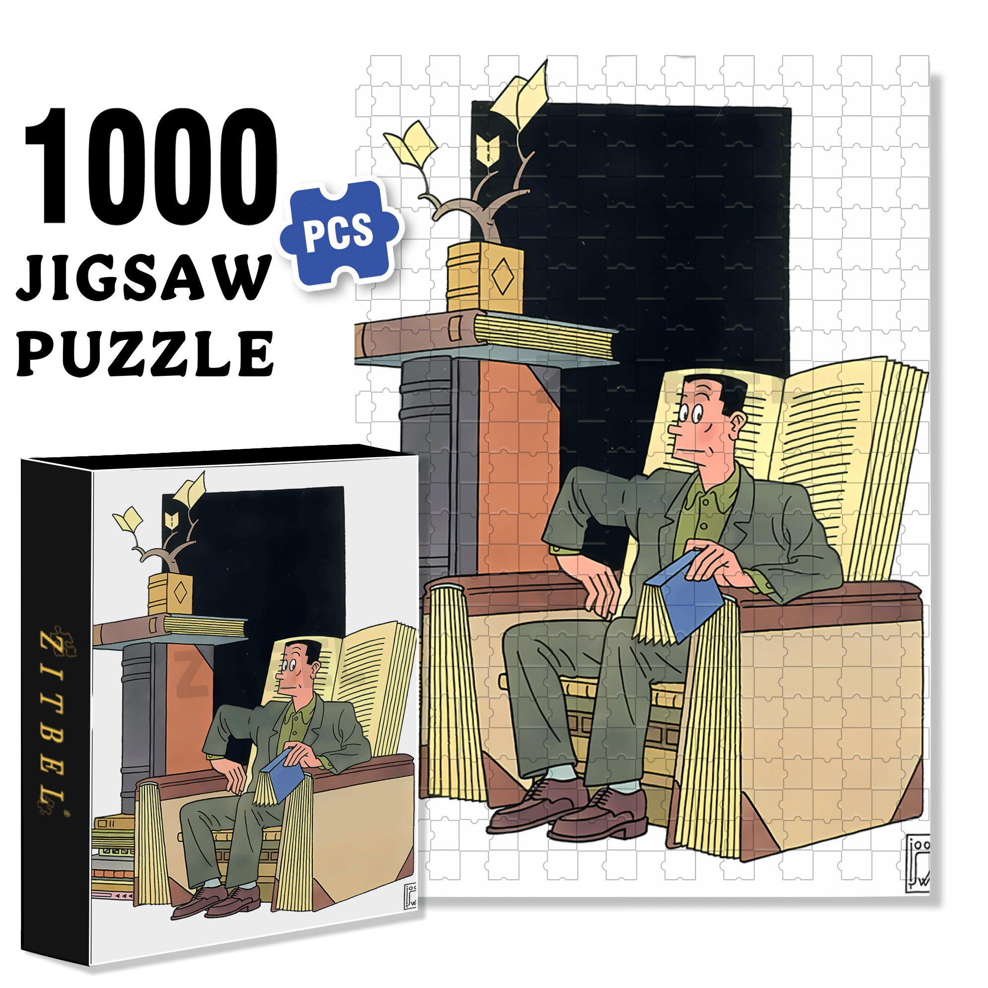 Reading Space 500pcs/1000pcs Jigsaw Puzzle, Scratch-Resistant, Interactive Family Game & Brain-Boosting DIY Decor, Perfect for Halloween, Christmas & New Year Gifts, Family Puzzle Game