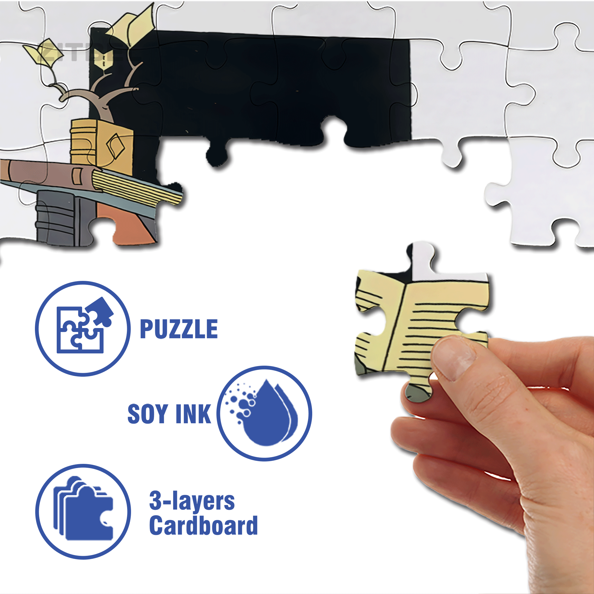 Reading Space 500pcs/1000pcs Jigsaw Puzzle, Scratch-Resistant, Interactive Family Game & Brain-Boosting DIY Decor, Perfect for Halloween, Christmas & New Year Gifts, Family Puzzle Game