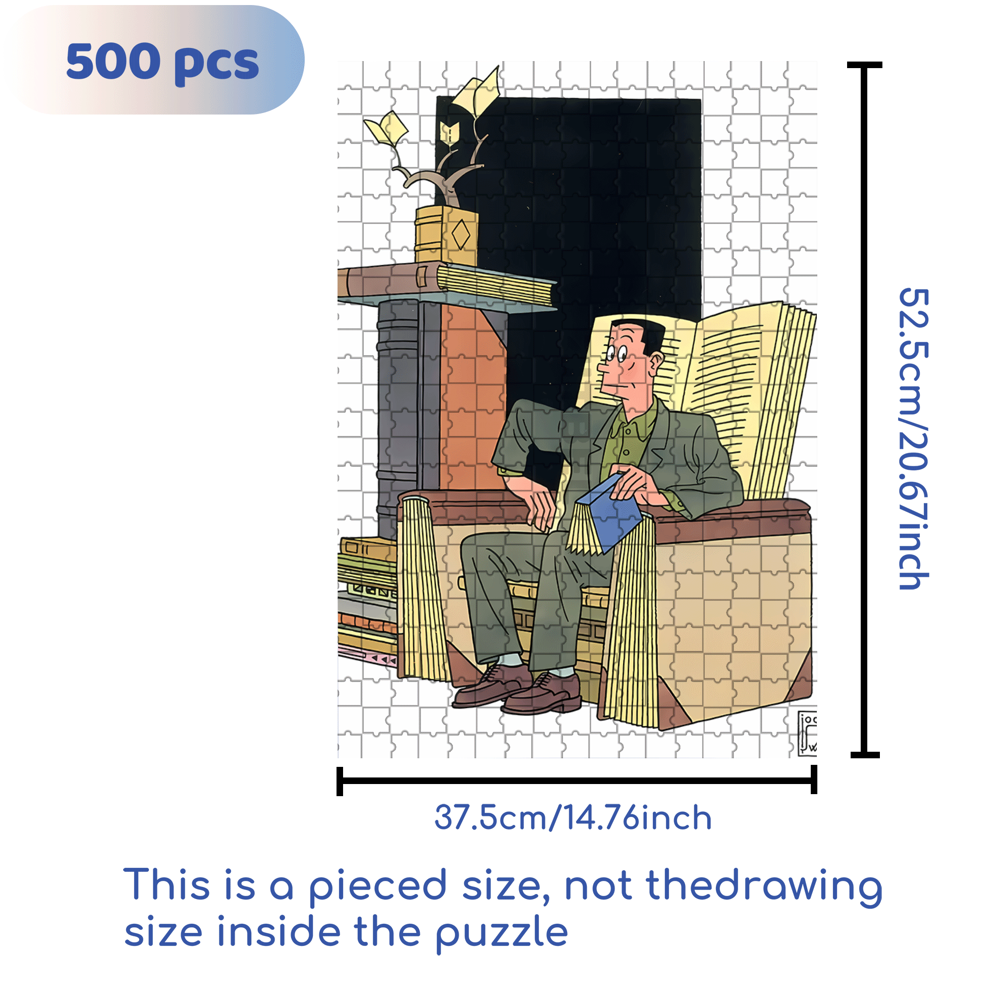 Reading Space 500pcs/1000pcs Jigsaw Puzzle, Scratch-Resistant, Interactive Family Game & Brain-Boosting DIY Decor, Perfect for Halloween, Christmas & New Year Gifts, Family Puzzle Game