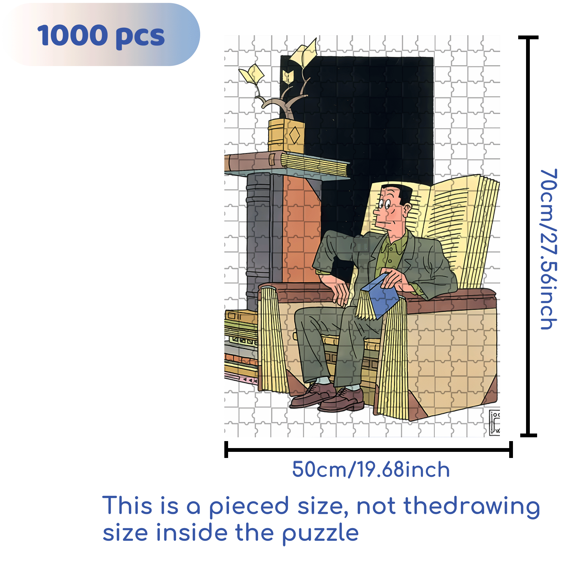 Reading Space 500pcs/1000pcs Jigsaw Puzzle, Scratch-Resistant, Interactive Family Game & Brain-Boosting DIY Decor, Perfect for Halloween, Christmas & New Year Gifts, Family Puzzle Game