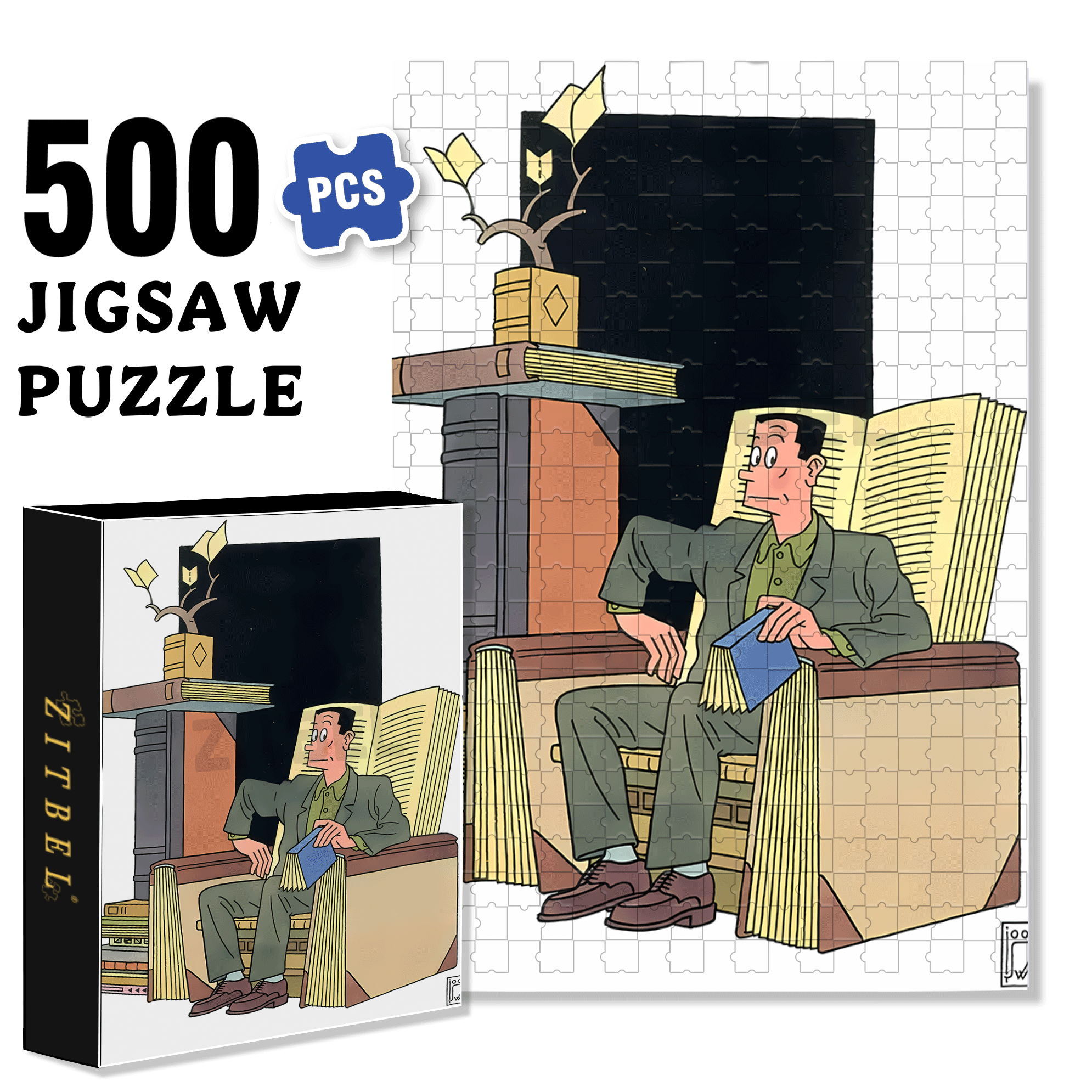 Reading Space 500pcs/1000pcs Jigsaw Puzzle, Scratch-Resistant, Interactive Family Game & Brain-Boosting DIY Decor, Perfect for Halloween, Christmas & New Year Gifts, Family Puzzle Game