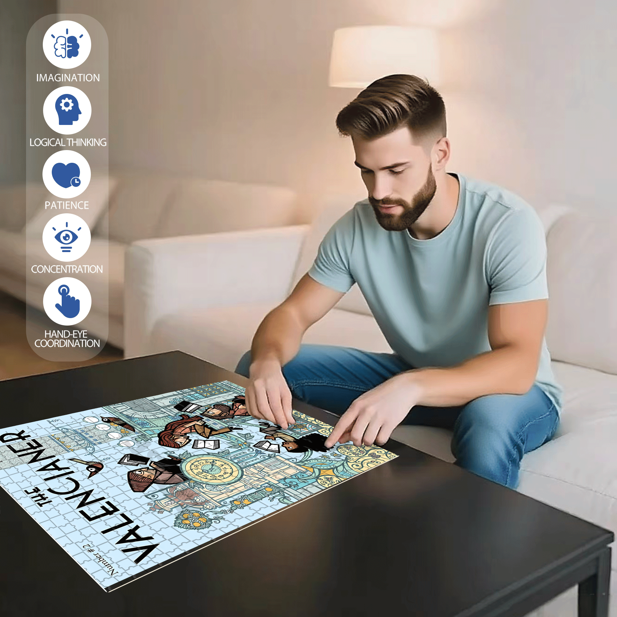 Reading Time 500pcs/1000pcs Jigsaw Puzzle, Scratch-Resistant, Interactive Family Game & Brain-Boosting DIY Decor, Perfect for Halloween, Christmas & New Year Gifts, Family Puzzle Game