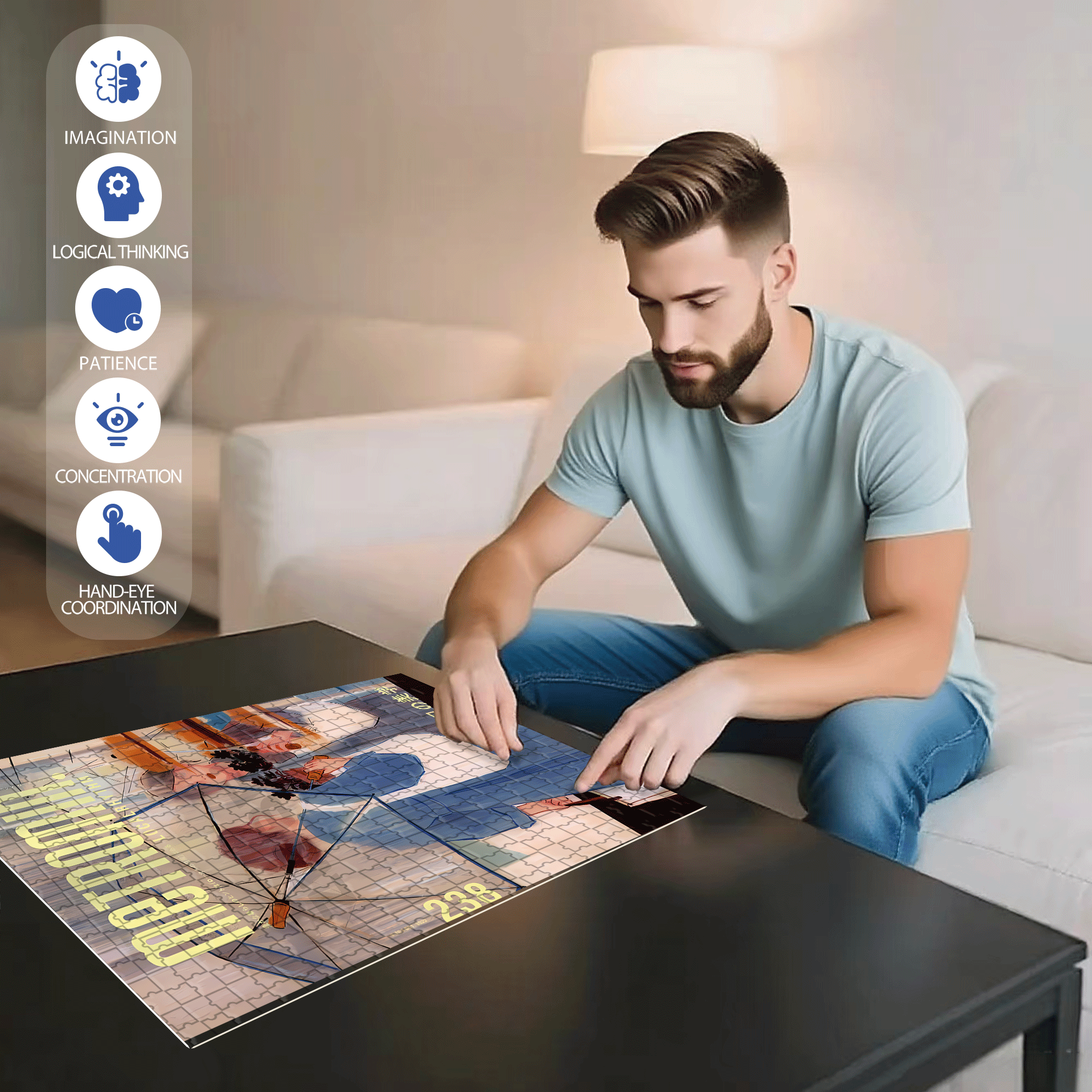 Reflection 2 500pcs/1000pcs Jigsaw Puzzle, Scratch-Resistant, Interactive Family Game & Brain-Boosting DIY Decor, Perfect for Halloween, Christmas & New Year Gifts, Family Puzzle Game