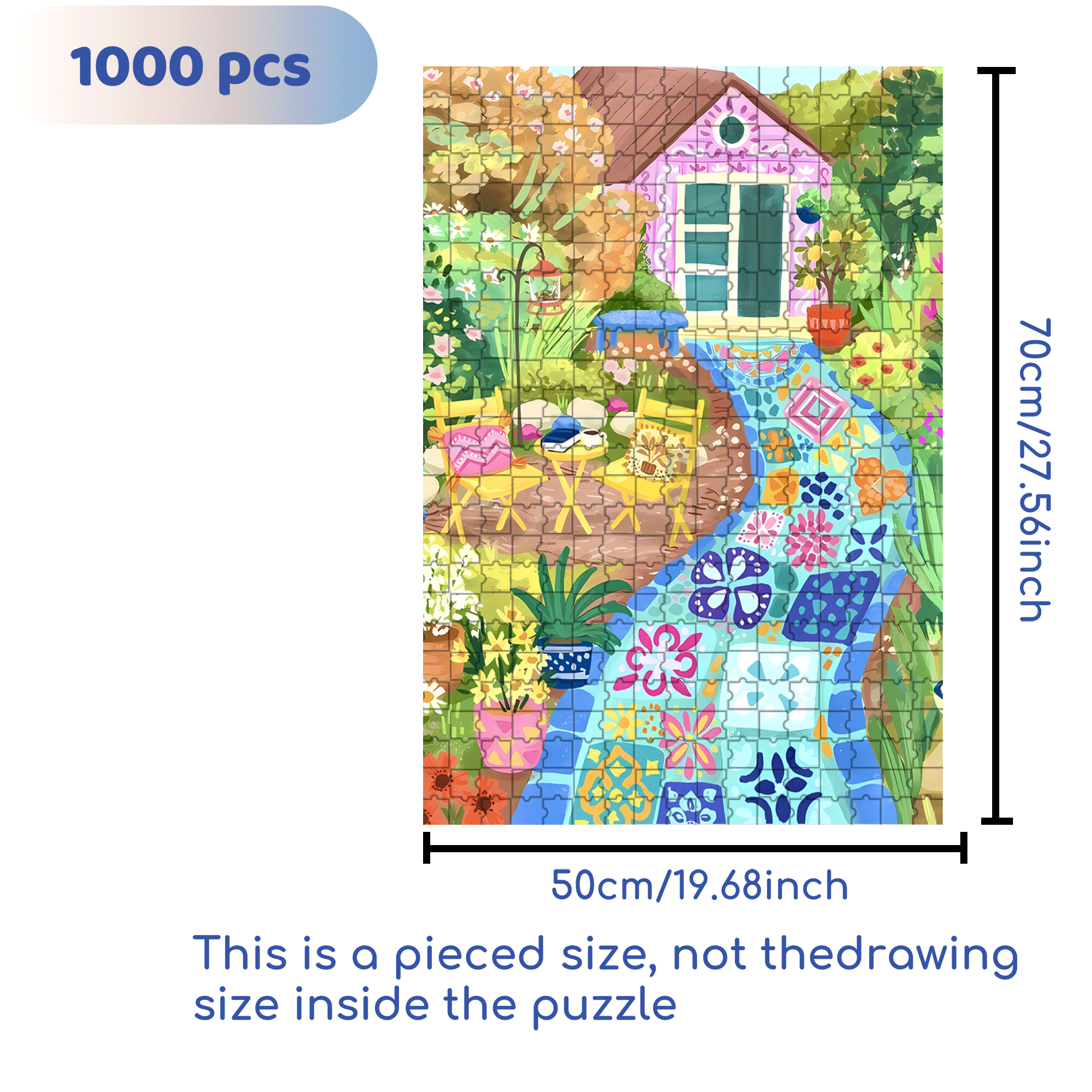 Retro Mosaic 500pcs/1000pcs Jigsaw Puzzle, Scratch-Resistant, Interactive Family Game & Brain-Boosting DIY Decor, Perfect for Halloween, Christmas & New Year Gifts, Family Puzzle Game