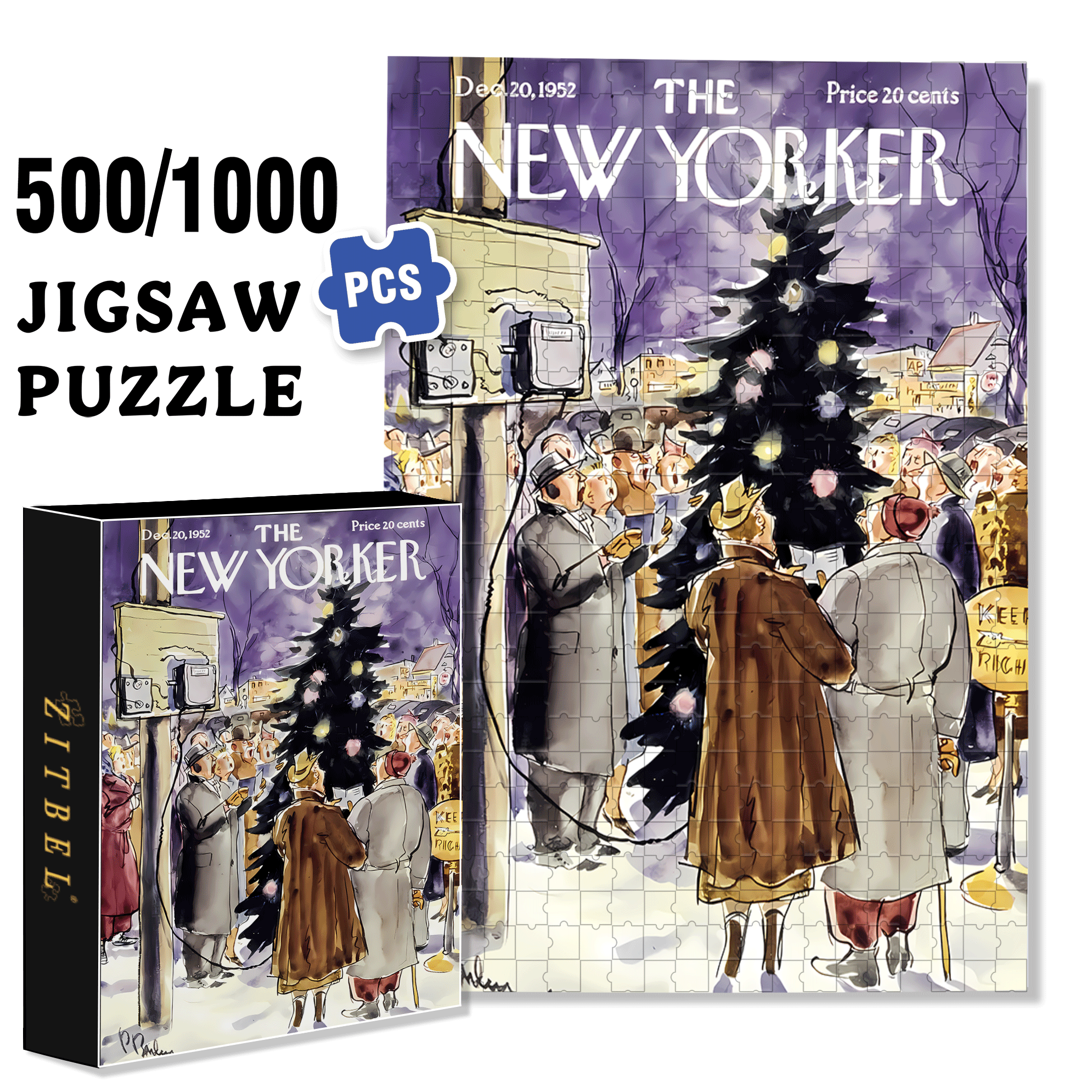 Slient Nigth 500pcs/1000pcs Jigsaw Puzzle, Scratch-Resistant, Interactive Family Game & Brain-Boosting DIY Decor, Perfect for Halloween, Christmas & New Year Gifts, Family Puzzle Game