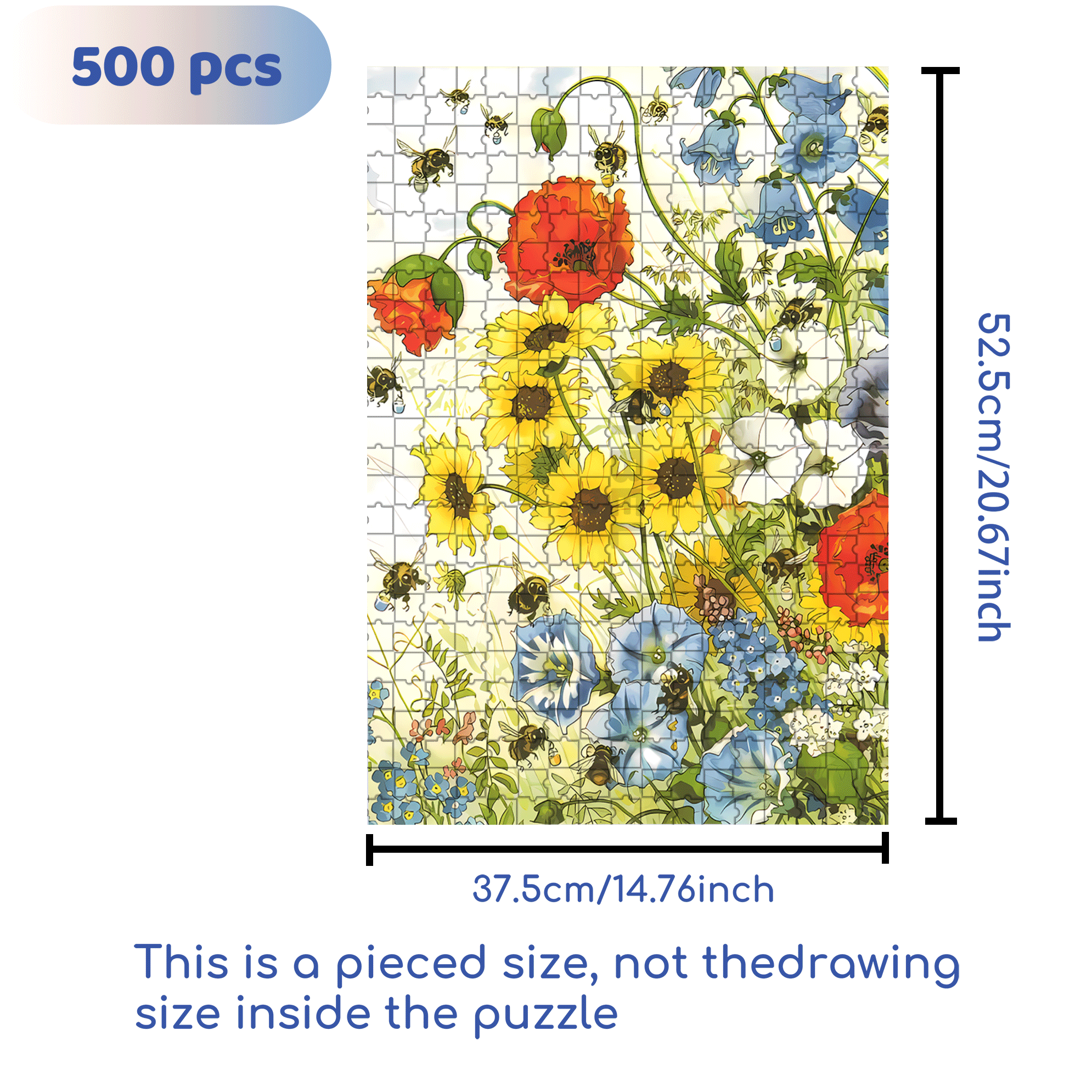 The Bees Are At Work 500pcs/1000pcs Jigsaw Puzzle, Scratch-Resistant, Interactive Family Game & Brain-Boosting DIY Decor, Perfect for Halloween, Christmas & New Year Gifts, Family Puzzle Game