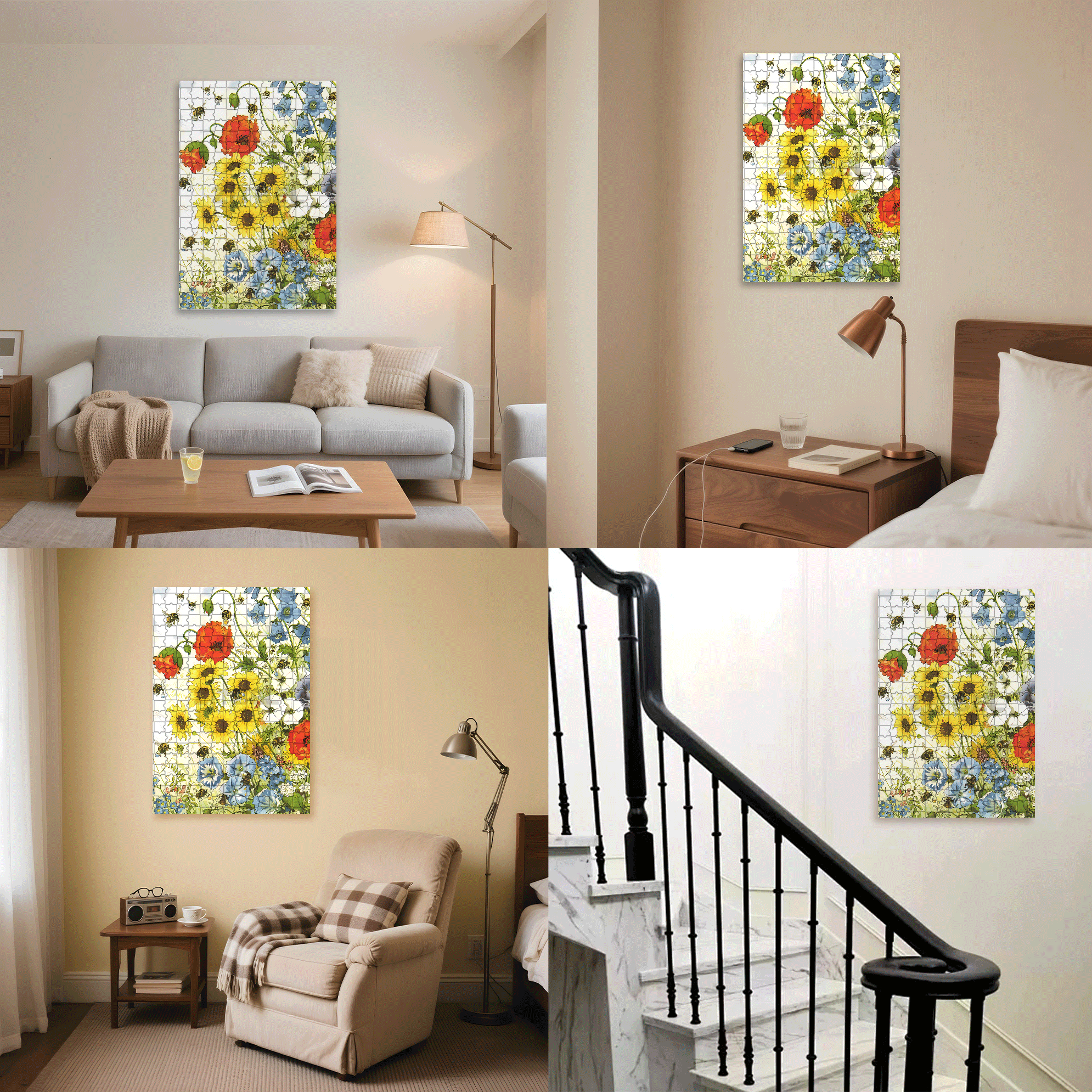 The Bees Are At Work 500pcs/1000pcs Jigsaw Puzzle, Scratch-Resistant, Interactive Family Game & Brain-Boosting DIY Decor, Perfect for Halloween, Christmas & New Year Gifts, Family Puzzle Game