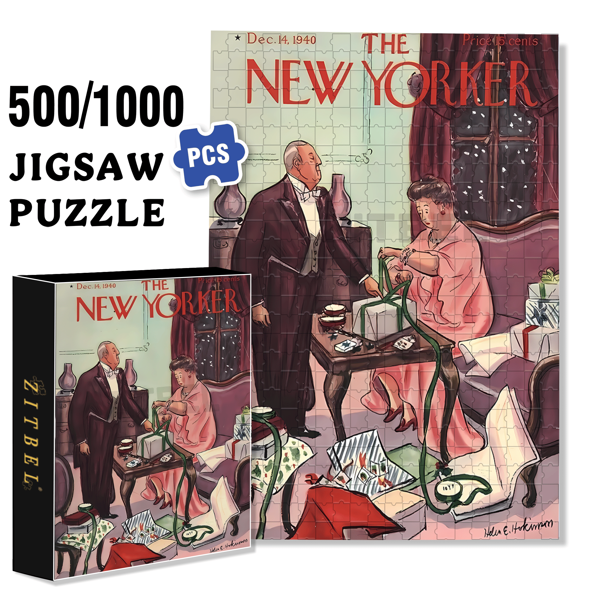 Tie A Bow 500pcs/1000pcs Jigsaw Puzzle, Scratch-Resistant, Interactive Family Game & Brain-Boosting DIY Decor, Perfect for Halloween, Christmas & New Year Gifts, Family Puzzle Game