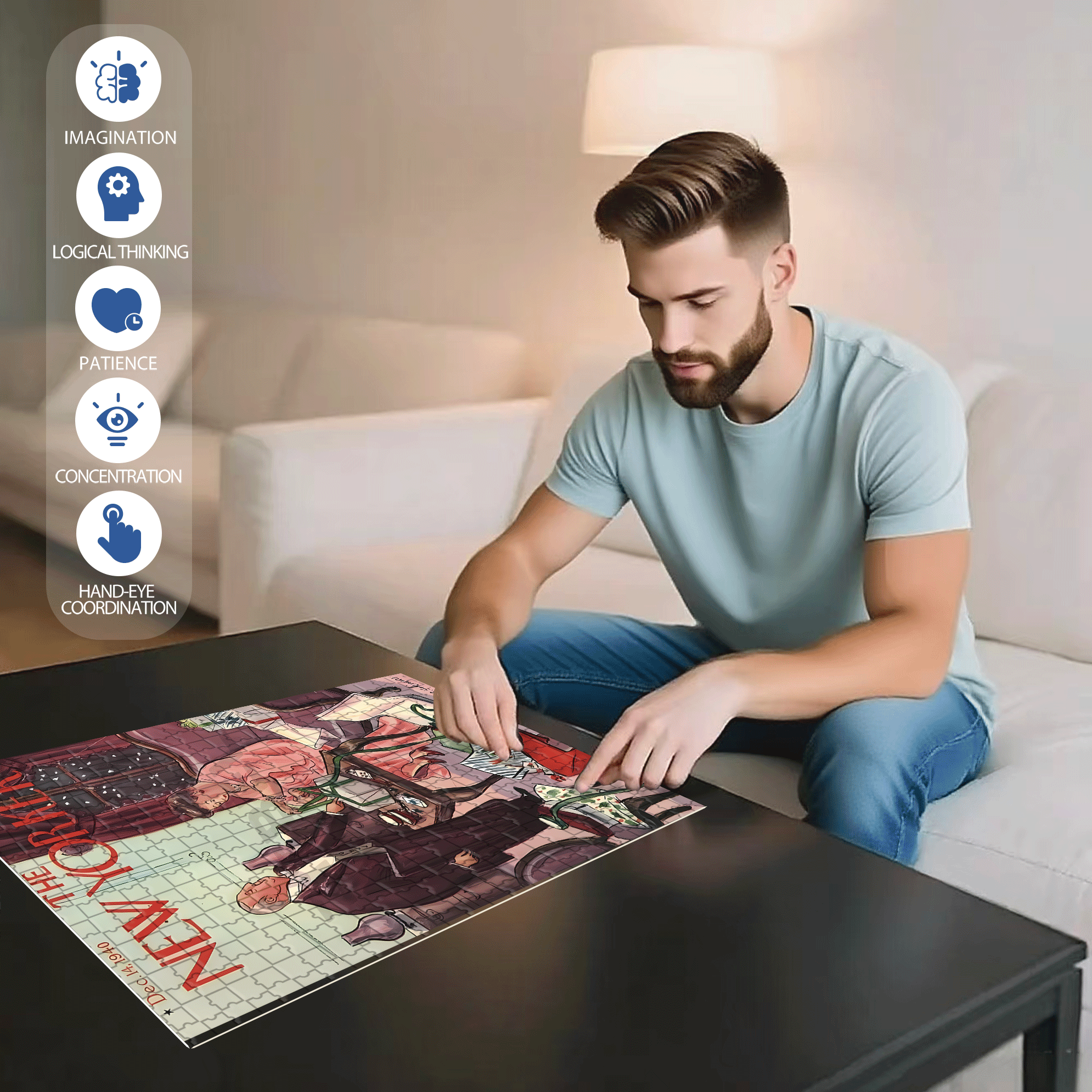 Tie A Bow 500pcs/1000pcs Jigsaw Puzzle, Scratch-Resistant, Interactive Family Game & Brain-Boosting DIY Decor, Perfect for Halloween, Christmas & New Year Gifts, Family Puzzle Game