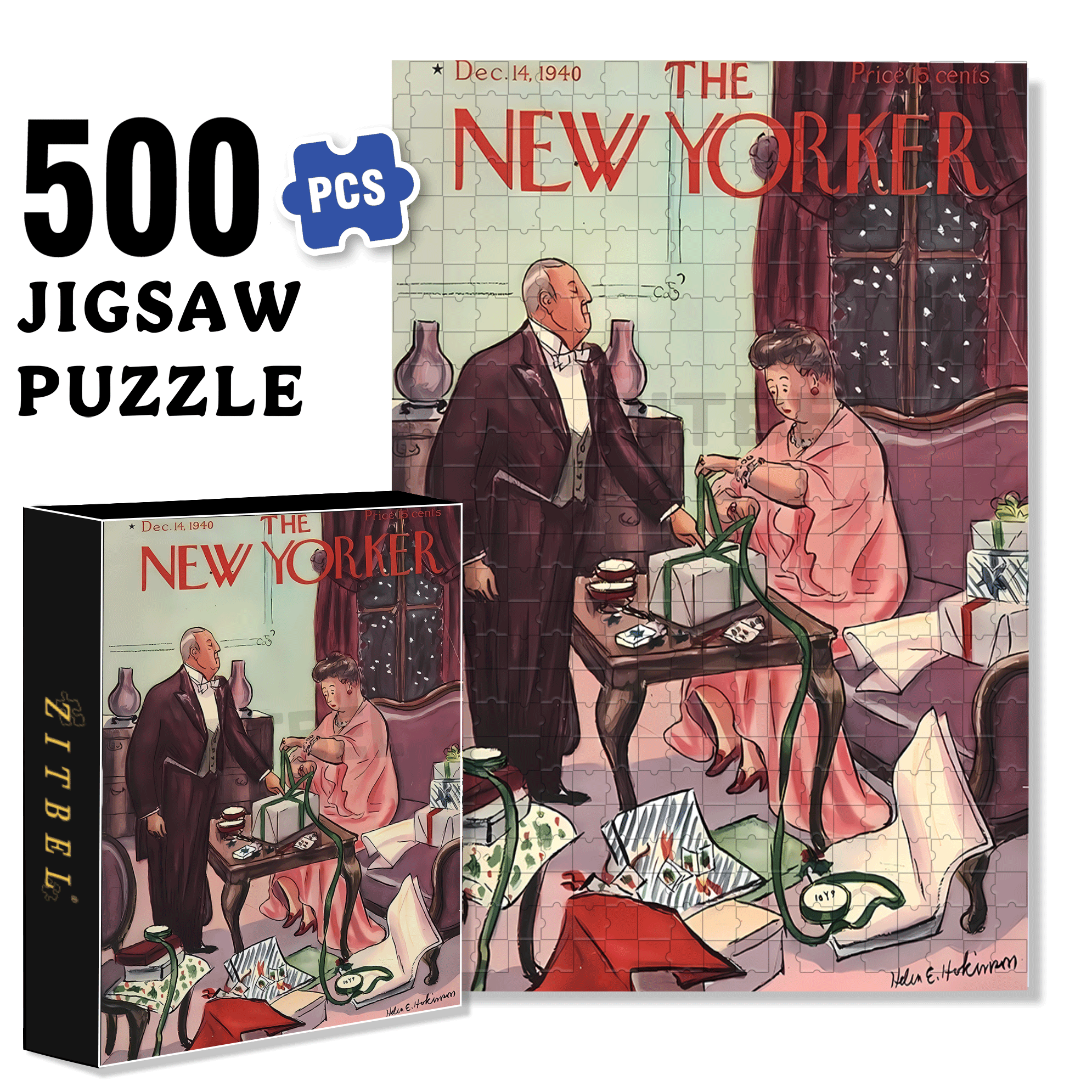 Tie A Bow 500pcs/1000pcs Jigsaw Puzzle, Scratch-Resistant, Interactive Family Game & Brain-Boosting DIY Decor, Perfect for Halloween, Christmas & New Year Gifts, Family Puzzle Game