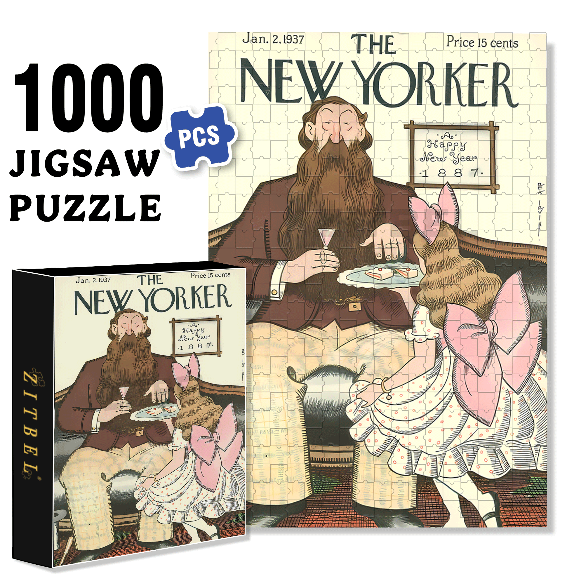 Uncle With A Big Beard 500pcs/1000pcs Jigsaw Puzzle, Scratch-Resistant, Interactive Family Game & Brain-Boosting DIY Decor, Perfect for Halloween, Christmas & New Year Gifts, Family Puzzle Game