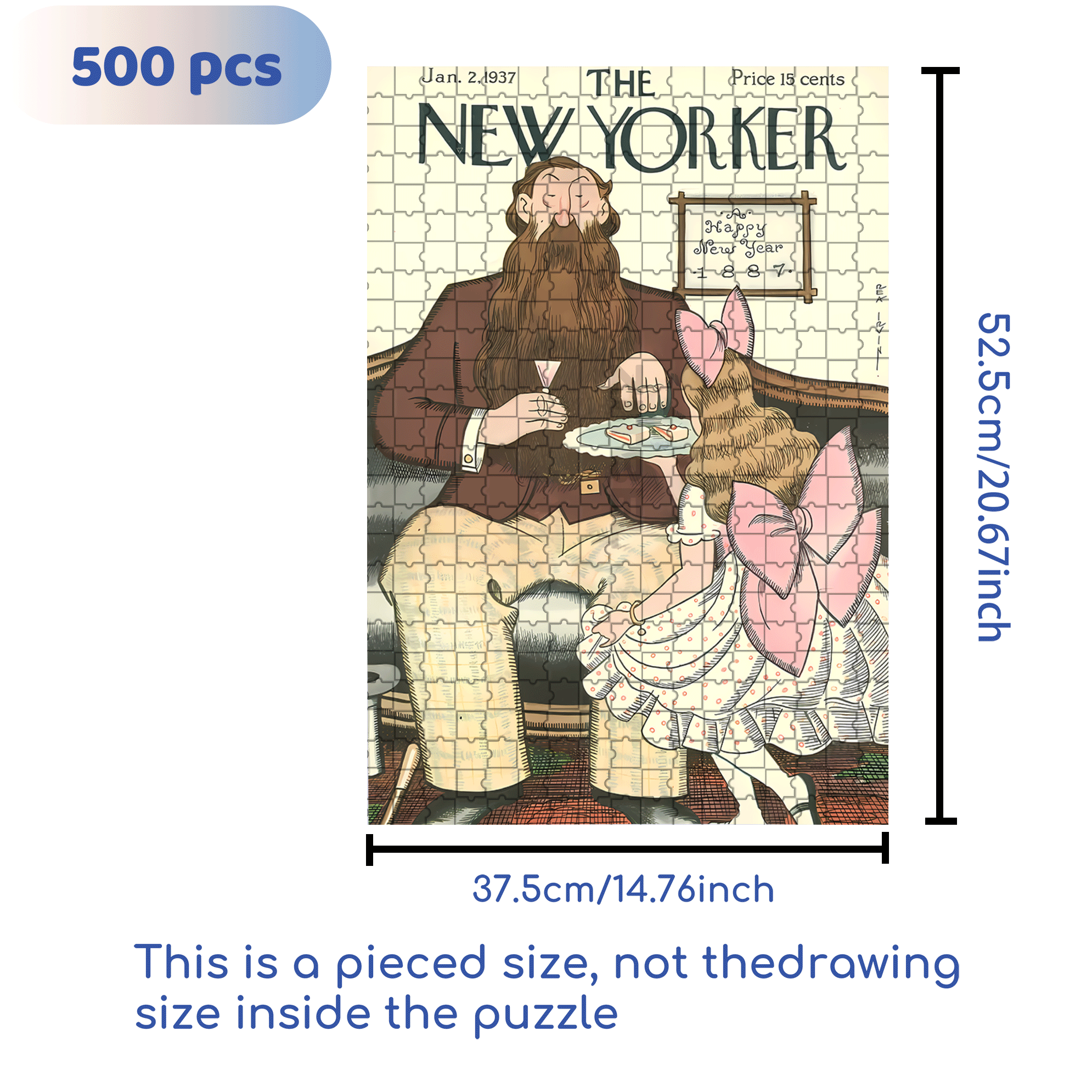 Uncle With A Big Beard 500pcs/1000pcs Jigsaw Puzzle, Scratch-Resistant, Interactive Family Game & Brain-Boosting DIY Decor, Perfect for Halloween, Christmas & New Year Gifts, Family Puzzle Game