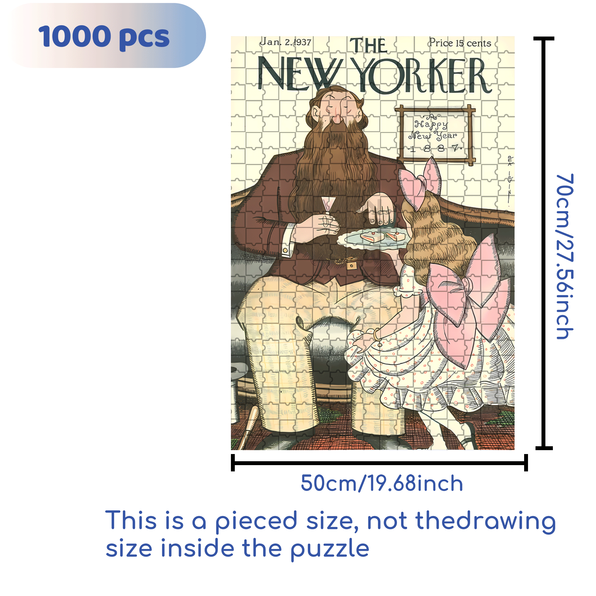 Uncle With A Big Beard 500pcs/1000pcs Jigsaw Puzzle, Scratch-Resistant, Interactive Family Game & Brain-Boosting DIY Decor, Perfect for Halloween, Christmas & New Year Gifts, Family Puzzle Game