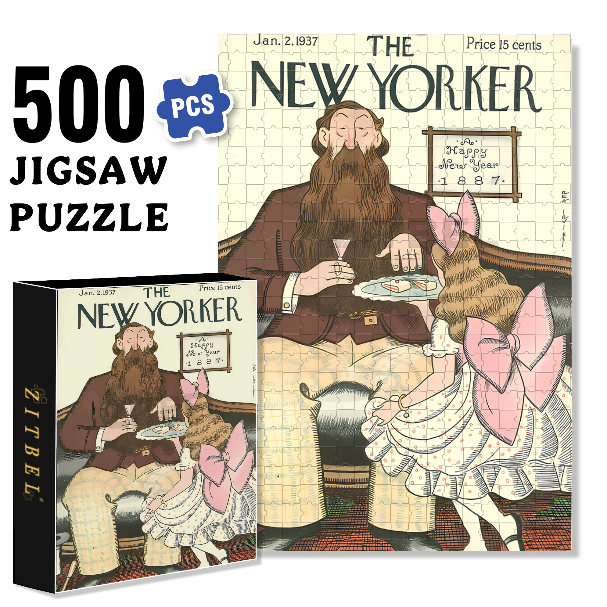 Uncle With A Big Beard 500pcs/1000pcs Jigsaw Puzzle, Scratch-Resistant, Interactive Family Game & Brain-Boosting DIY Decor, Perfect for Halloween, Christmas & New Year Gifts, Family Puzzle Game