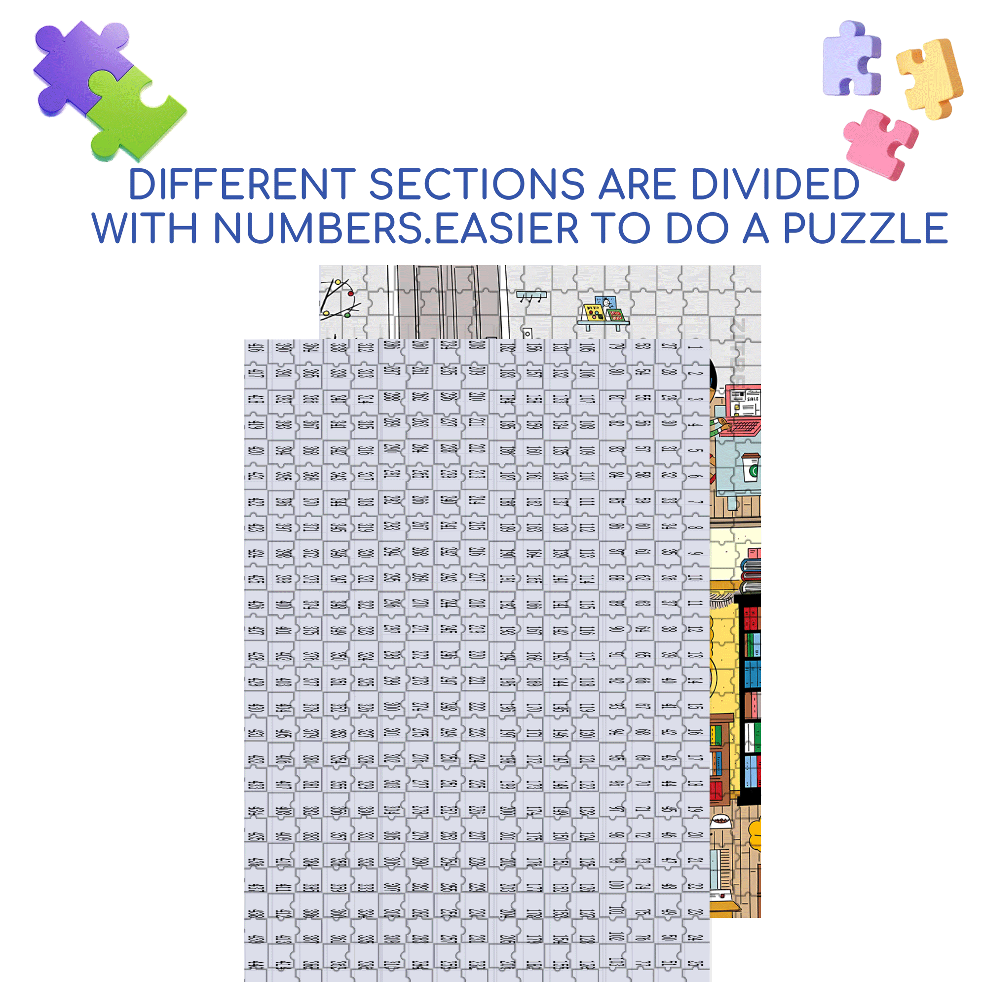 Upstairs And Downstairs 500pcs/1000pcs Jigsaw Puzzle, Scratch-Resistant, Interactive Family Game & Brain-Boosting DIY Decor, Perfect for Halloween, Christmas & New Year Gifts, Family Puzzle Game