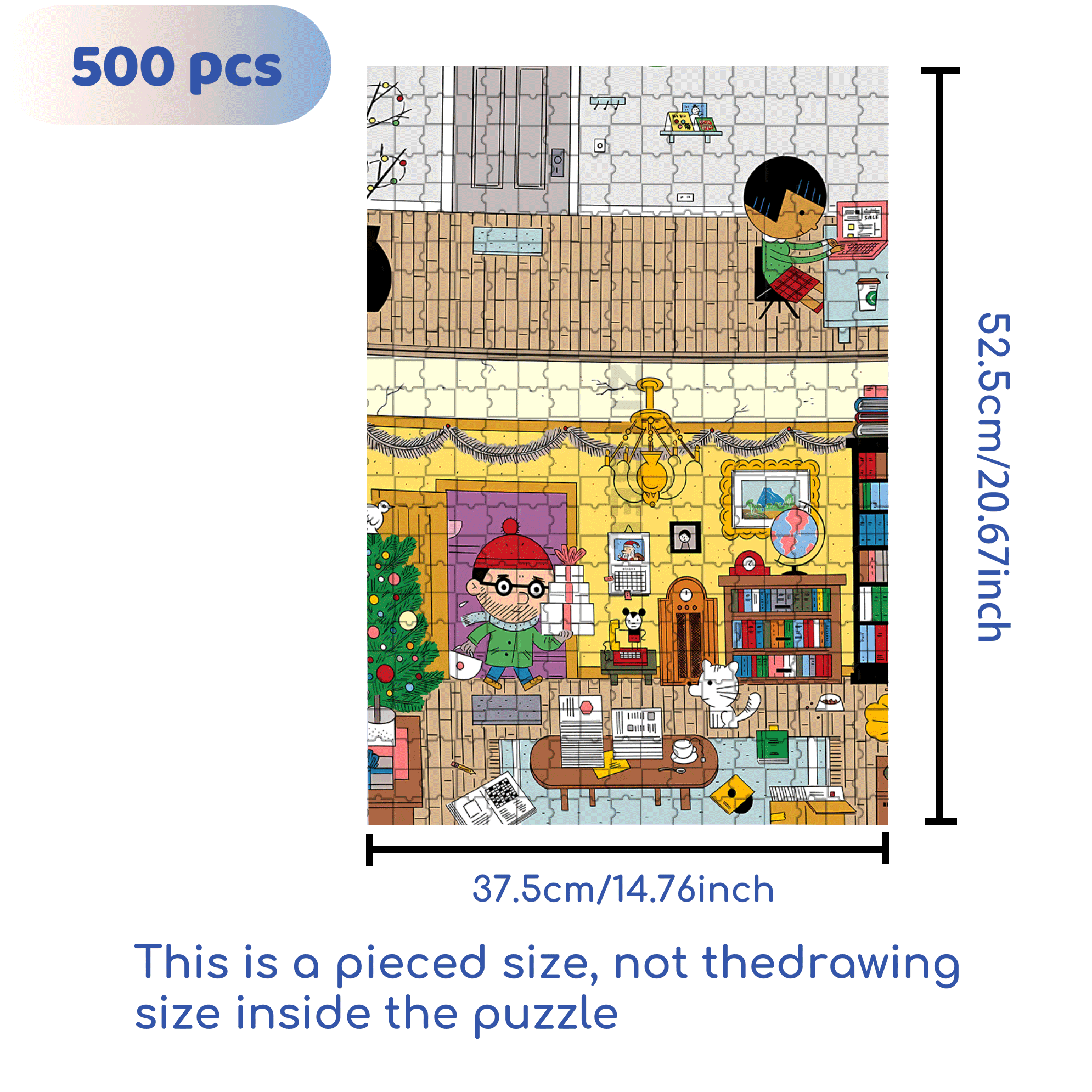 Upstairs And Downstairs 500pcs/1000pcs Jigsaw Puzzle, Scratch-Resistant, Interactive Family Game & Brain-Boosting DIY Decor, Perfect for Halloween, Christmas & New Year Gifts, Family Puzzle Game