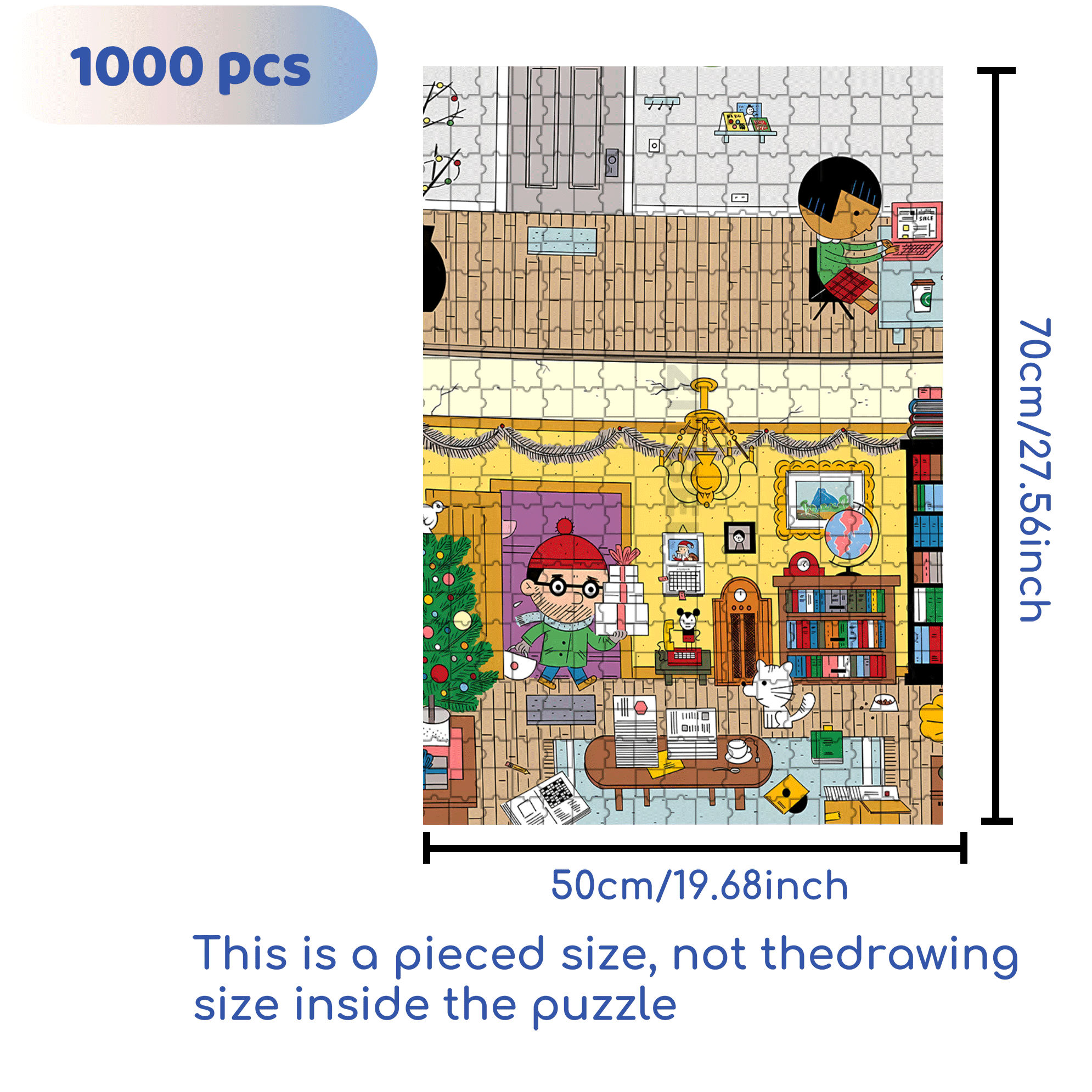 Upstairs And Downstairs 500pcs/1000pcs Jigsaw Puzzle, Scratch-Resistant, Interactive Family Game & Brain-Boosting DIY Decor, Perfect for Halloween, Christmas & New Year Gifts, Family Puzzle Game