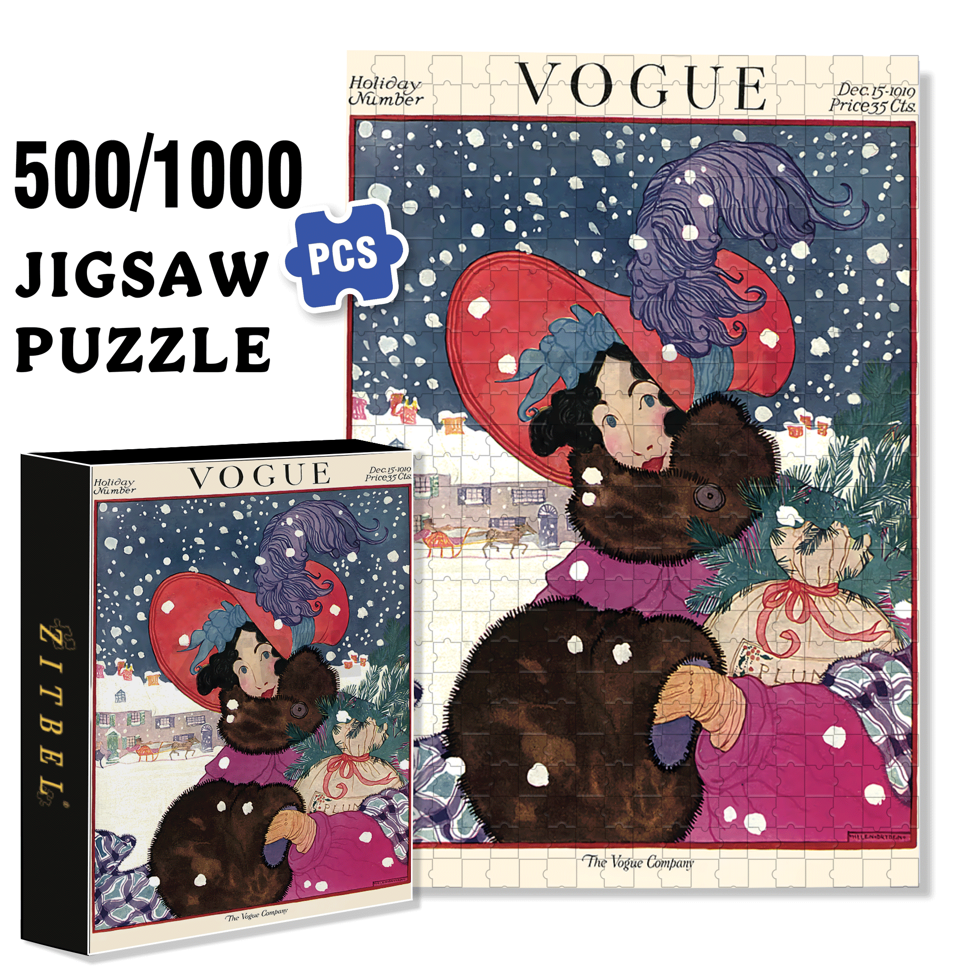 Winter Wonders 500pcs/1000pcs Jigsaw Puzzle, Scratch-Resistant, Interactive Family Game & Brain-Boosting DIY Decor, Perfect for Halloween, Christmas & New Year Gifts, Family Puzzle Game