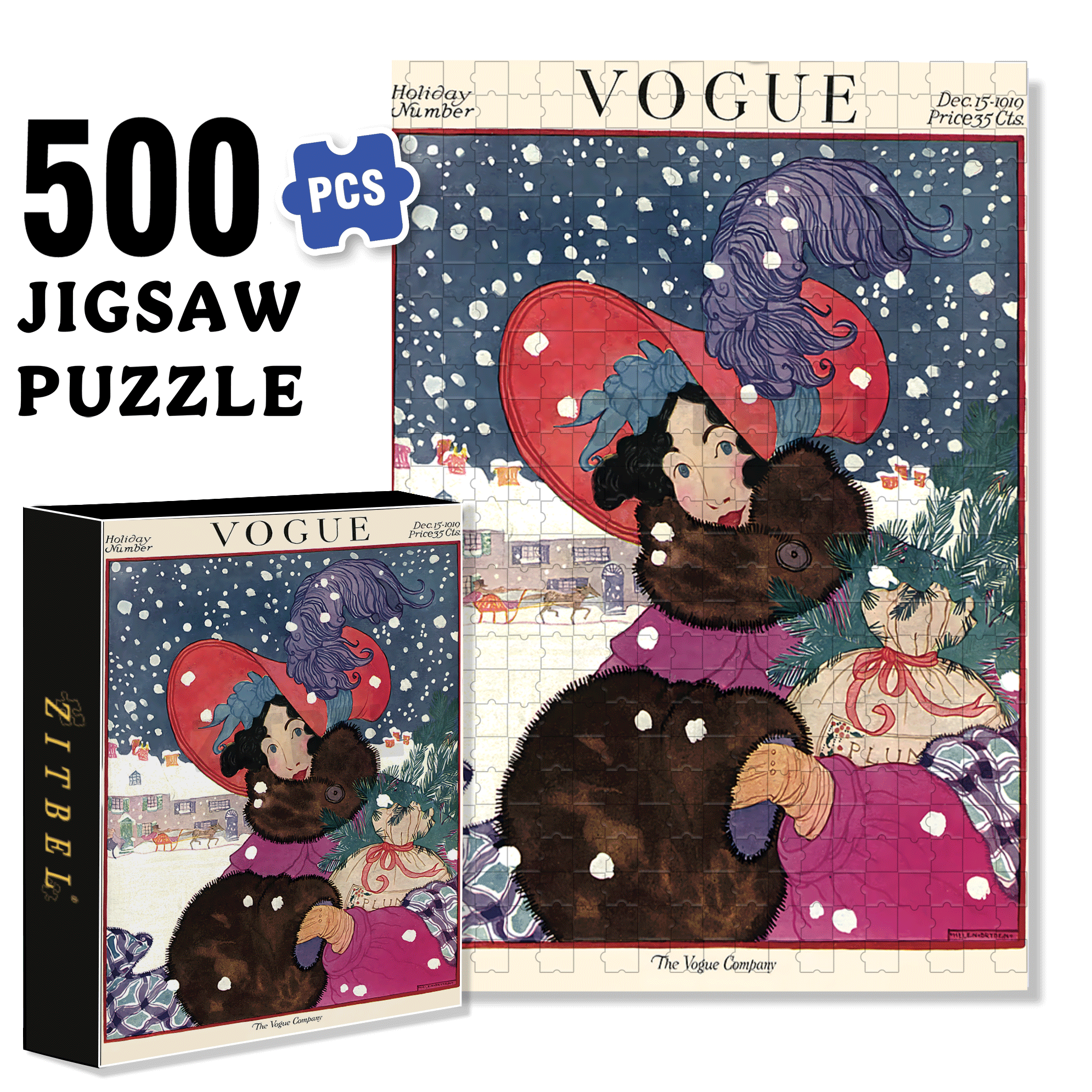 Winter Wonders 500pcs/1000pcs Jigsaw Puzzle, Scratch-Resistant, Interactive Family Game & Brain-Boosting DIY Decor, Perfect for Halloween, Christmas & New Year Gifts, Family Puzzle Game