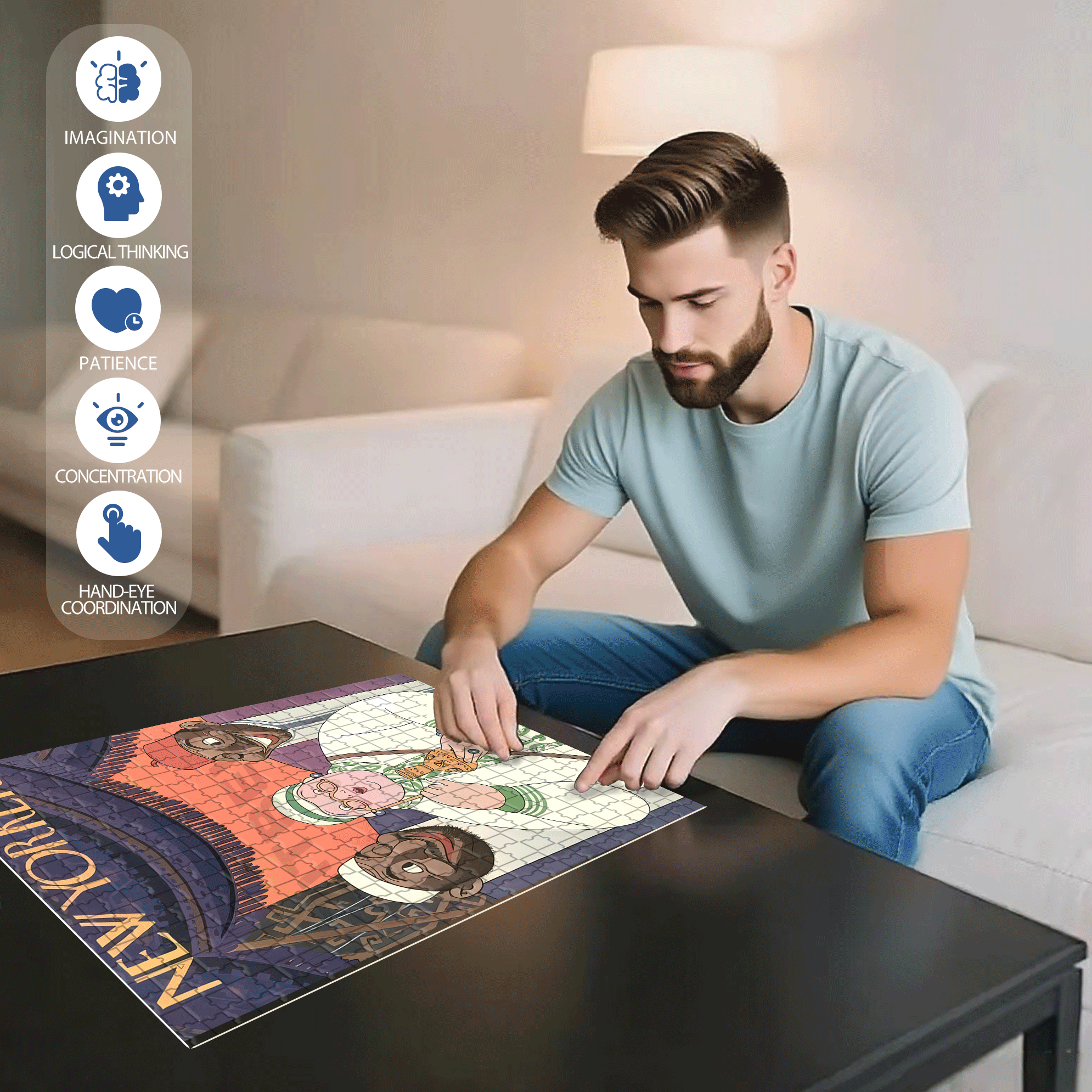 Wow 500pcs/1000pcs Jigsaw Puzzle, Scratch-Resistant, Interactive Family Game & Brain-Boosting DIY Decor, Perfect for Halloween, Christmas & New Year Gifts, Family Puzzle Game