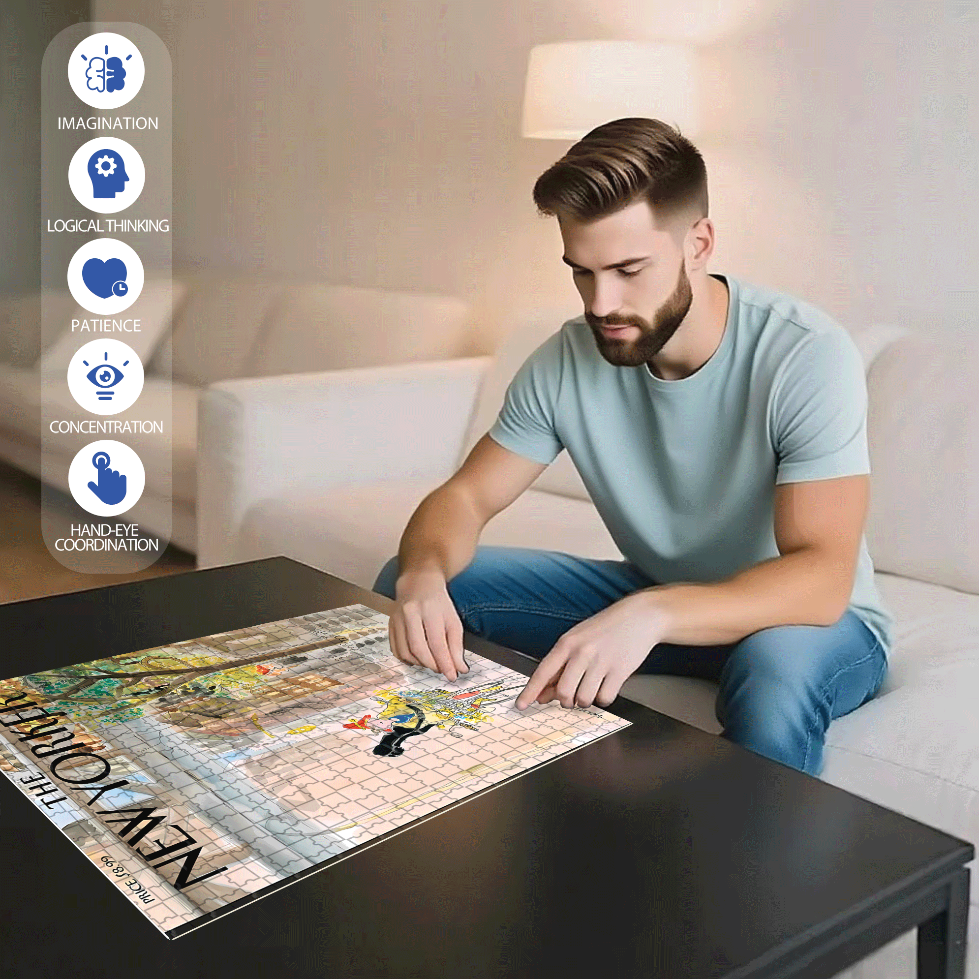 A Pleasant Mood 500pcs/1000pcs Jigsaw Puzzle, Scratch-Resistant, Interactive Family Game & Brain-Boosting DIY Decor, Perfect for Halloween, Christmas & New Year Gifts, Family Puzzle Game