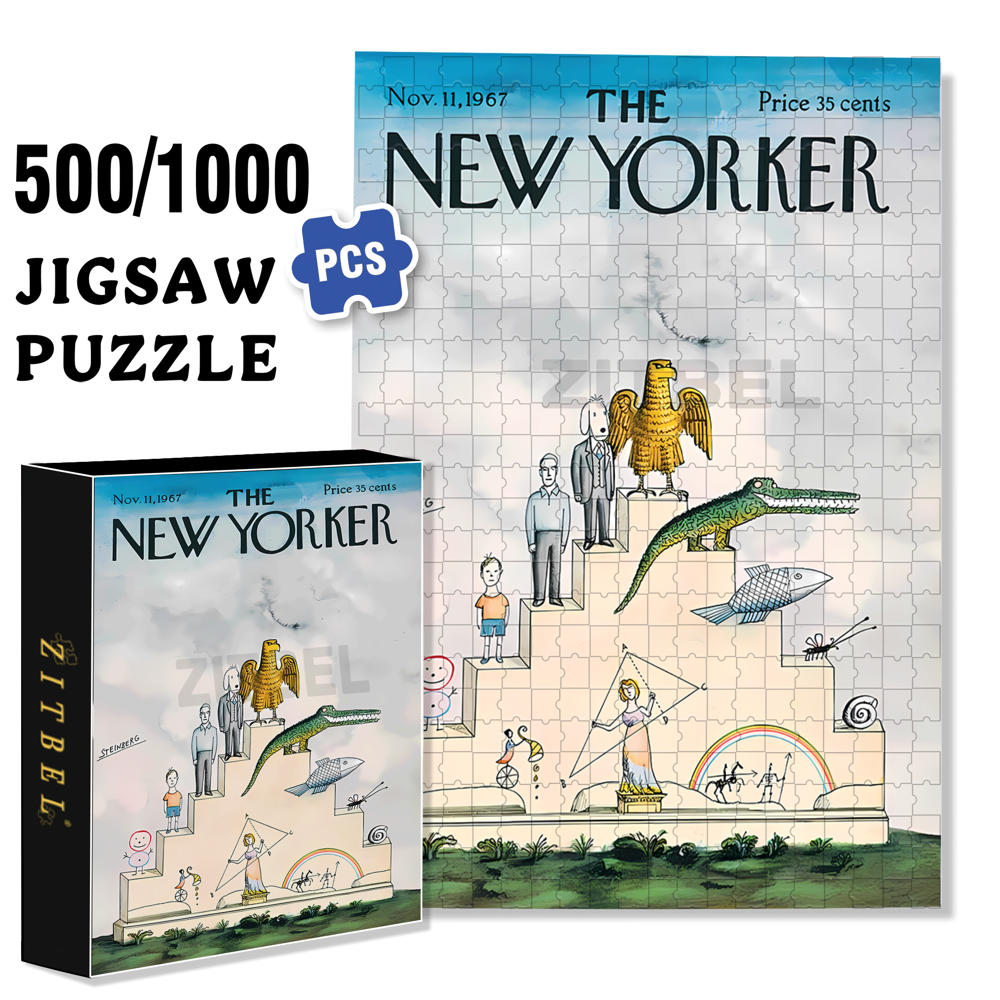 At The Top Is An Eagle 500pcs/1000pcs Jigsaw Puzzle, Scratch-Resistant, Interactive Family Game & Brain-Boosting DIY Decor, Perfect for Halloween, Christmas & New Year Gifts, Family Puzzle Game