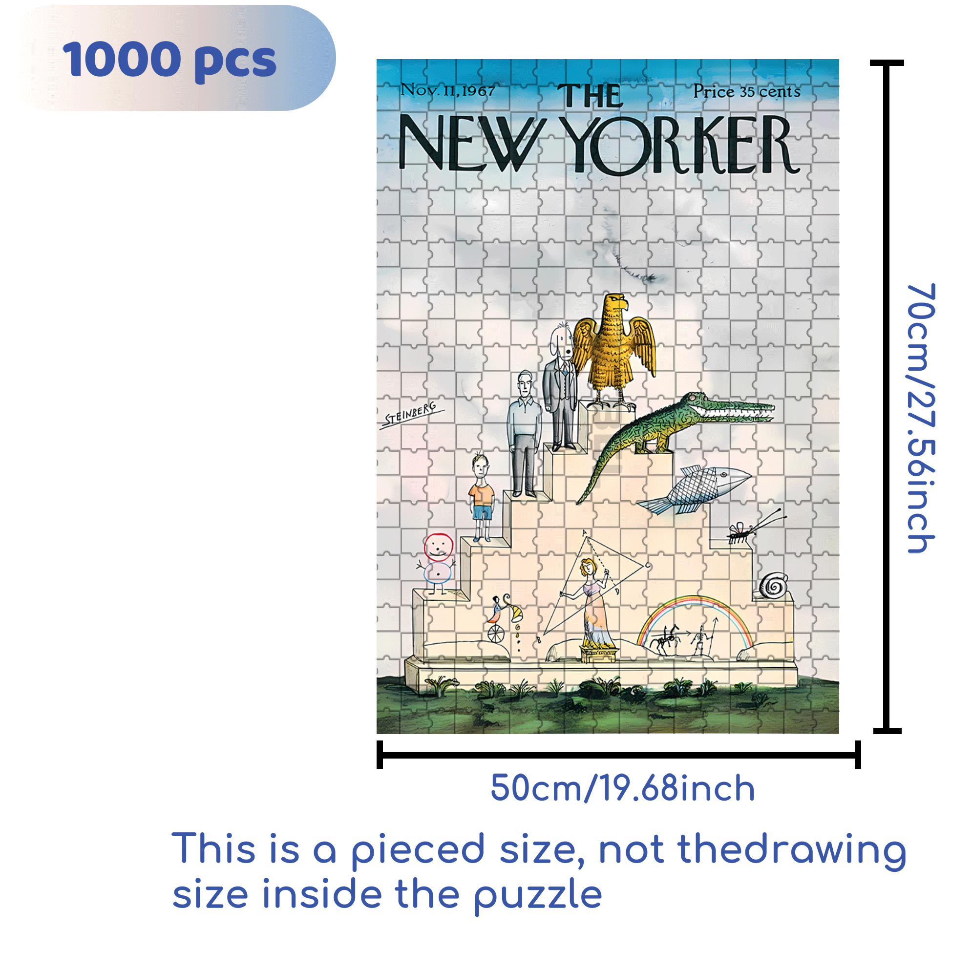 At The Top Is An Eagle 500pcs/1000pcs Jigsaw Puzzle, Scratch-Resistant, Interactive Family Game & Brain-Boosting DIY Decor, Perfect for Halloween, Christmas & New Year Gifts, Family Puzzle Game
