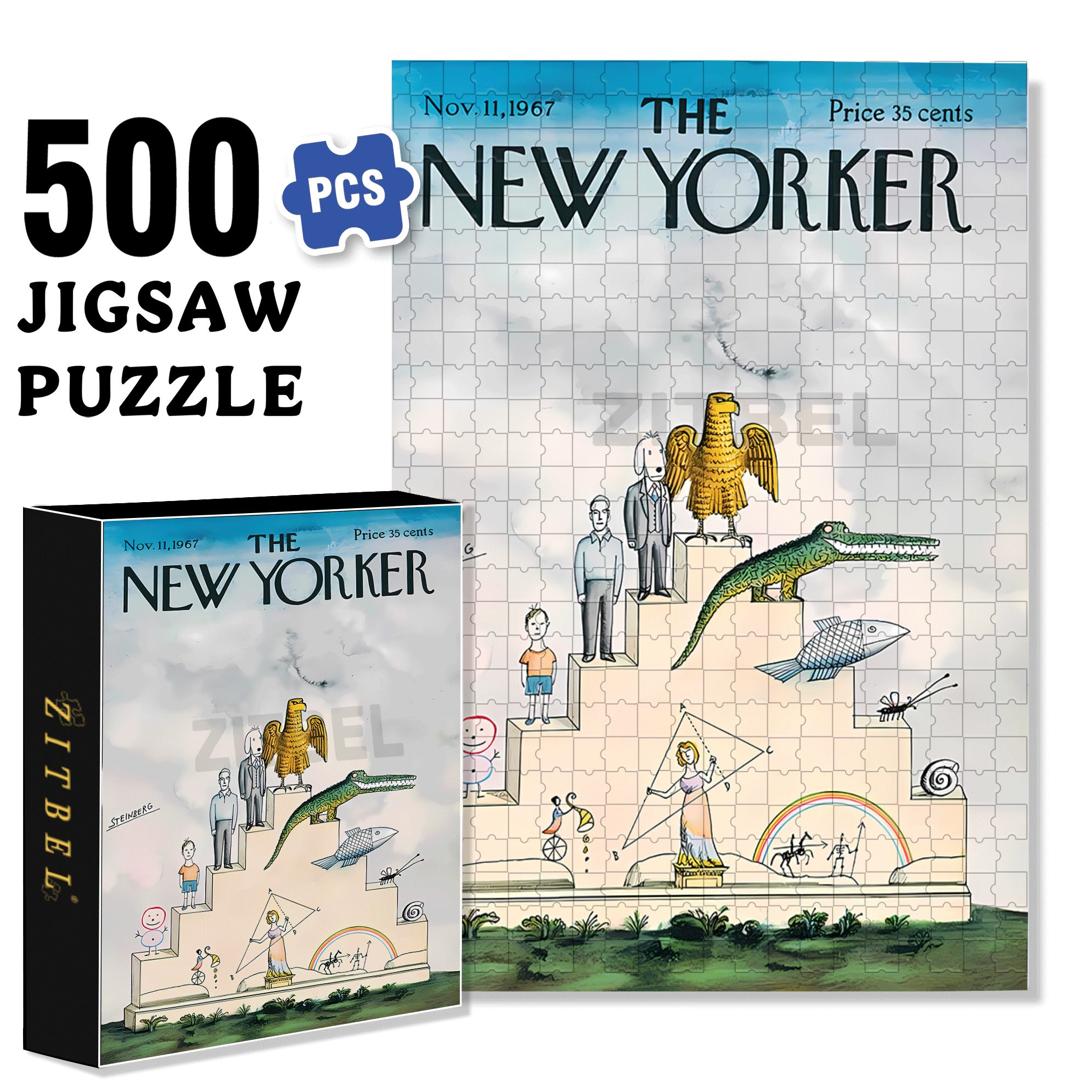 At The Top Is An Eagle 500pcs/1000pcs Jigsaw Puzzle, Scratch-Resistant, Interactive Family Game & Brain-Boosting DIY Decor, Perfect for Halloween, Christmas & New Year Gifts, Family Puzzle Game