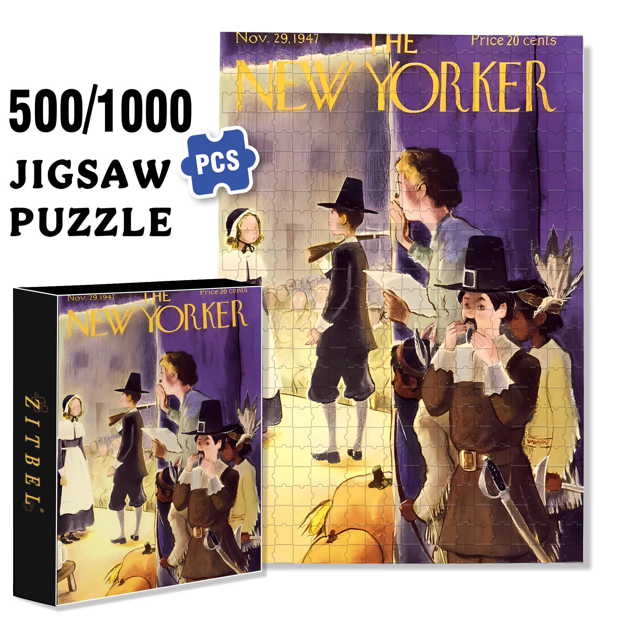 Backend 500pcs/1000pcs Jigsaw Puzzle, Scratch-Resistant, Interactive Family Game & Brain-Boosting DIY Decor, Perfect for Halloween, Christmas & New Year Gifts, Family Puzzle Game