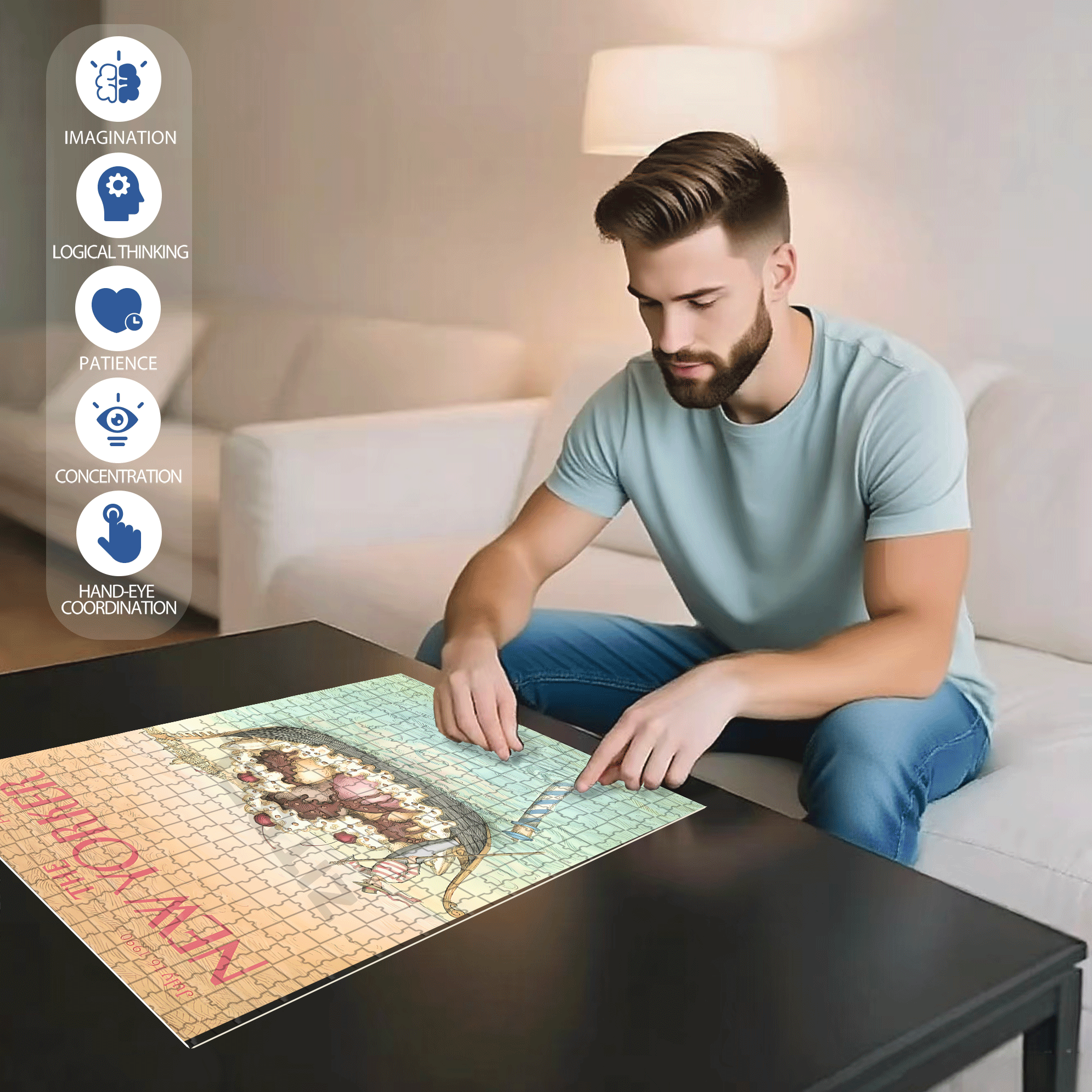 Banana Boat 500pcs/1000pcs Jigsaw Puzzle, Scratch-Resistant, Interactive Family Game & Brain-Boosting DIY Decor, Perfect for Halloween, Christmas & New Year Gifts, Family Puzzle Game