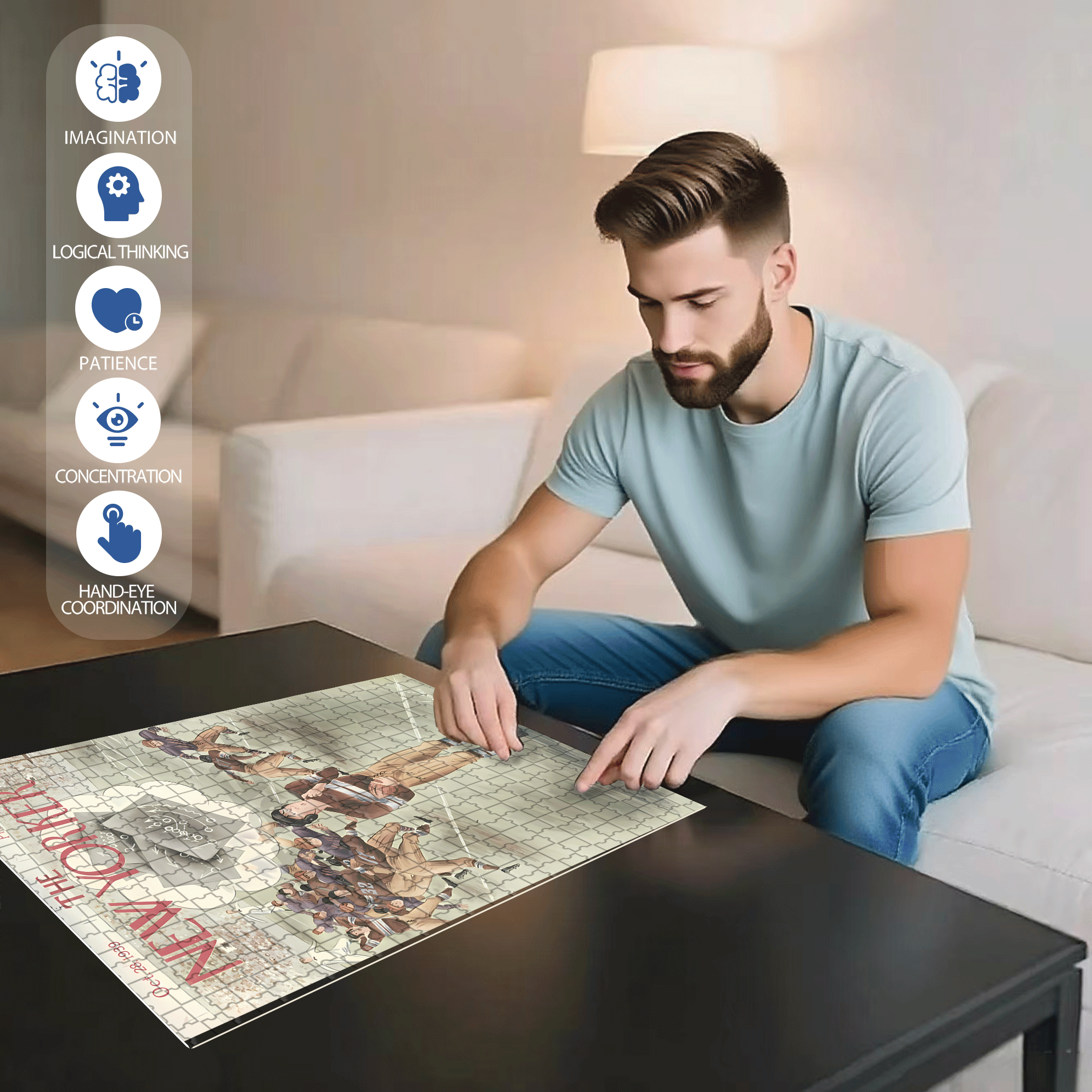 Bewilderment 500pcs/1000pcs Jigsaw Puzzle, Scratch-Resistant, Interactive Family Game & Brain-Boosting DIY Decor, Perfect for Halloween, Christmas & New Year Gifts, Family Puzzle Game