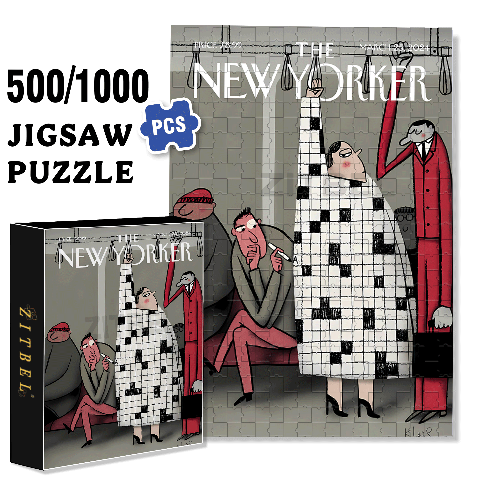 Black And White Checkered 500pcs/1000pcs Jigsaw Puzzle, Scratch-Resistant, Interactive Family Game & Brain-Boosting DIY Decor, Perfect for Halloween, Christmas & New Year Gifts, Family Puzzle Game