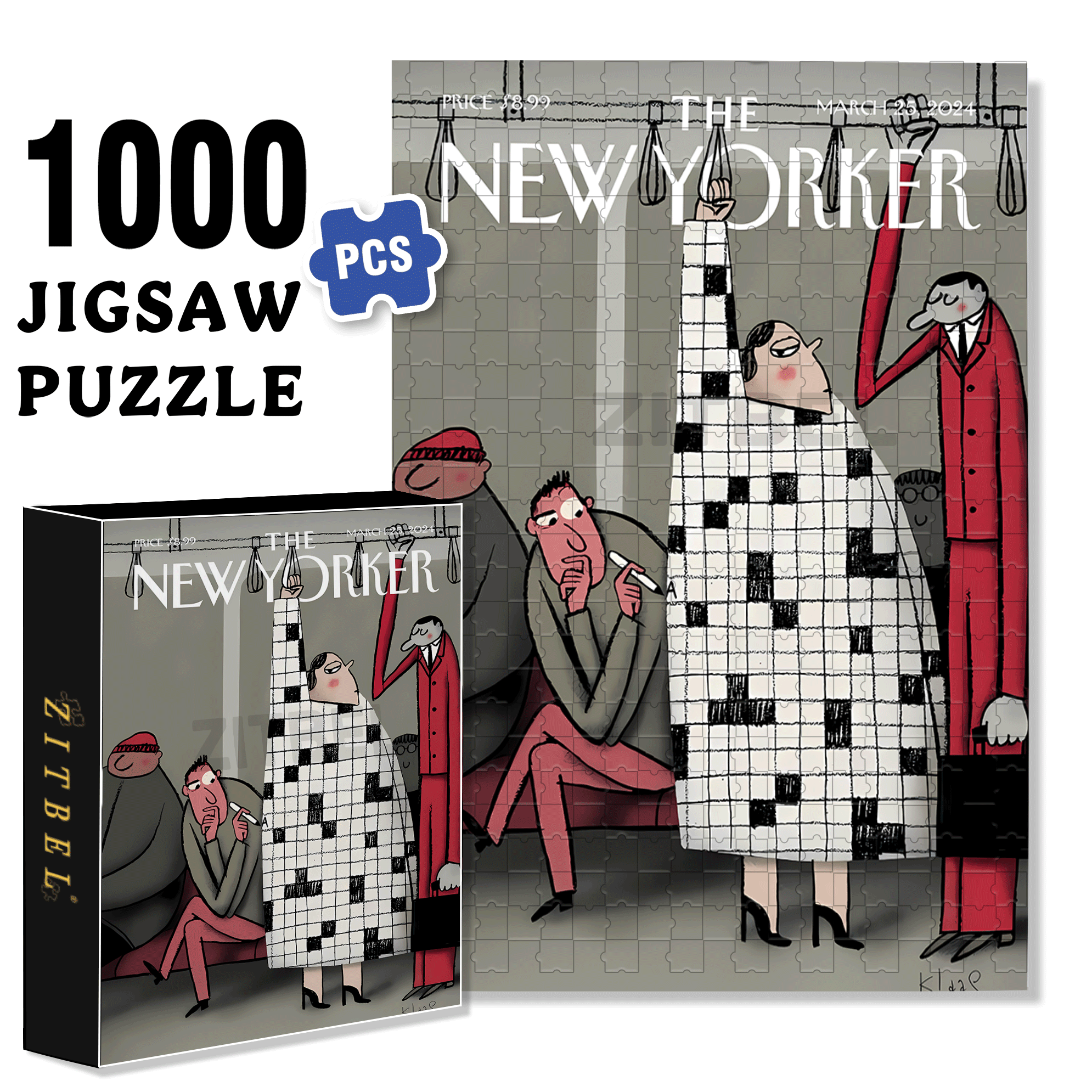 Black And White Checkered 500pcs/1000pcs Jigsaw Puzzle, Scratch-Resistant, Interactive Family Game & Brain-Boosting DIY Decor, Perfect for Halloween, Christmas & New Year Gifts, Family Puzzle Game