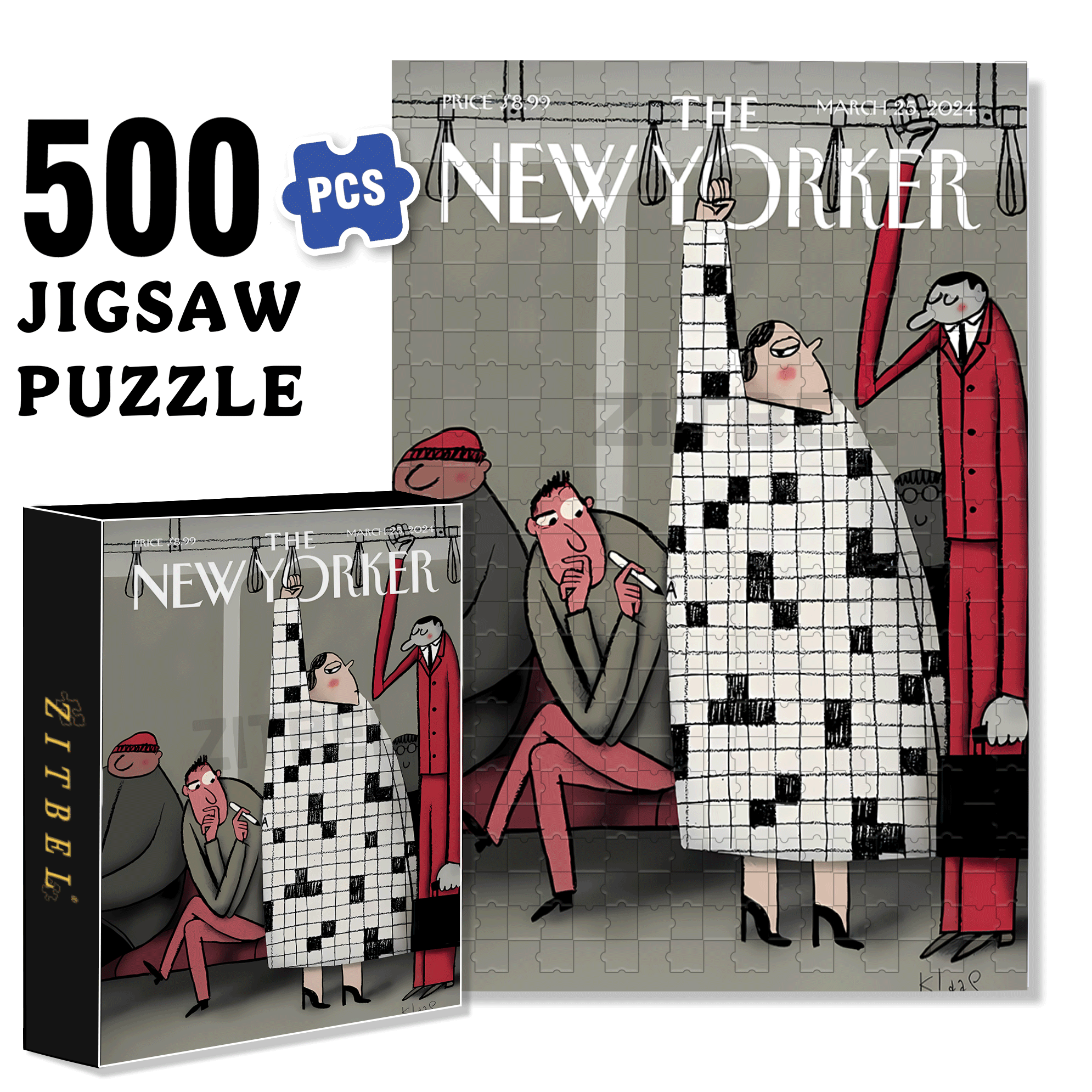 Black And White Checkered 500pcs/1000pcs Jigsaw Puzzle, Scratch-Resistant, Interactive Family Game & Brain-Boosting DIY Decor, Perfect for Halloween, Christmas & New Year Gifts, Family Puzzle Game