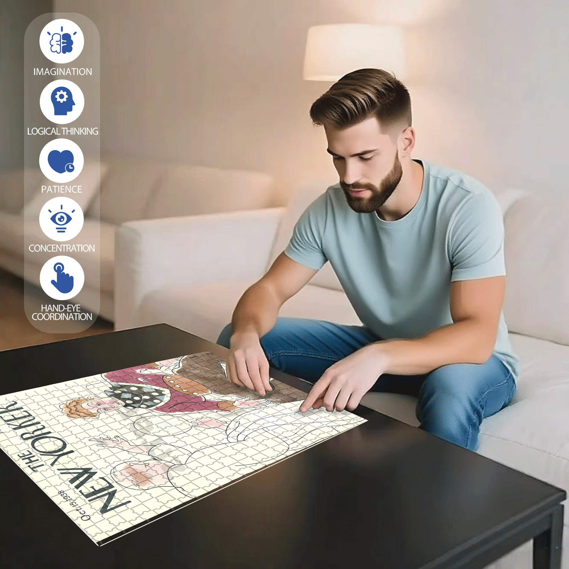 Bravo!!! 500pcs/1000pcs Jigsaw Puzzle, Scratch-Resistant, Interactive Family Game & Brain-Boosting DIY Decor, Perfect for Halloween, Christmas & New Year Gifts, Family Puzzle Game