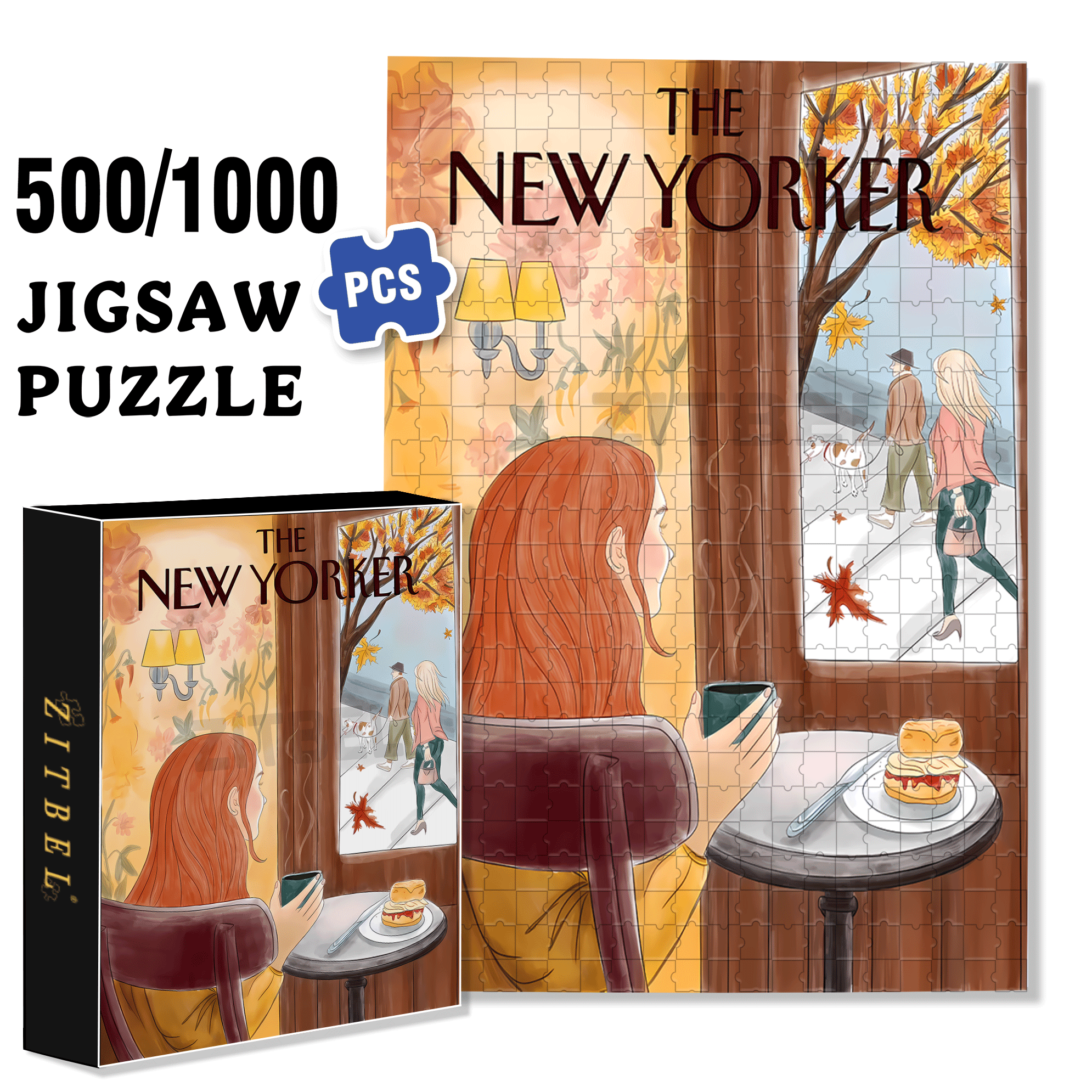 Bright Red Maple Leaves 500pcs/1000pcs Jigsaw Puzzle, Scratch-Resistant, Interactive Family Game & Brain-Boosting DIY Decor, Perfect for Halloween, Christmas & New Year Gifts, Family Puzzle Game