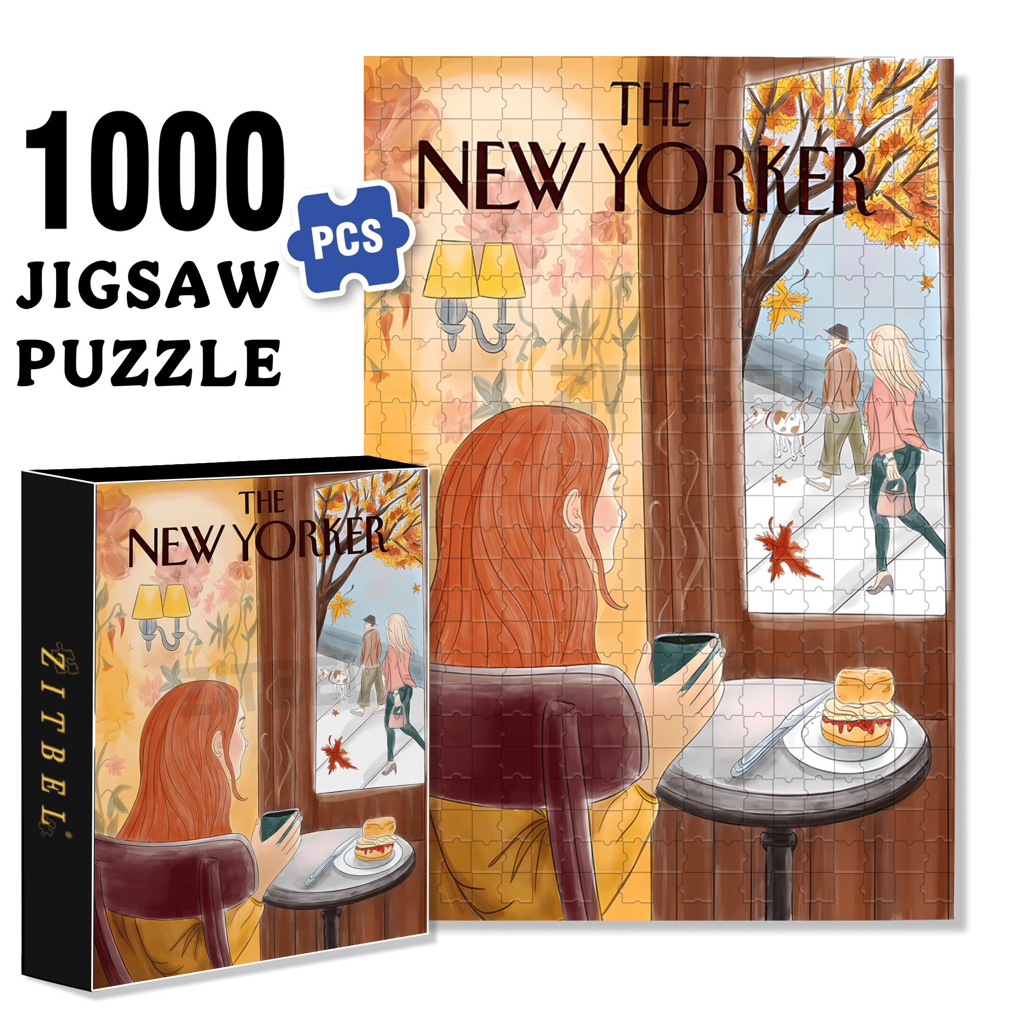 Bright Red Maple Leaves 500pcs/1000pcs Jigsaw Puzzle, Scratch-Resistant, Interactive Family Game & Brain-Boosting DIY Decor, Perfect for Halloween, Christmas & New Year Gifts, Family Puzzle Game