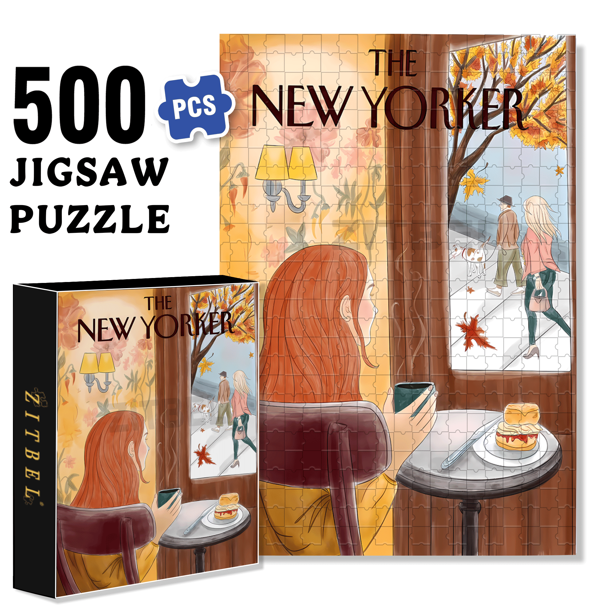 Bright Red Maple Leaves 500pcs/1000pcs Jigsaw Puzzle, Scratch-Resistant, Interactive Family Game & Brain-Boosting DIY Decor, Perfect for Halloween, Christmas & New Year Gifts, Family Puzzle Game