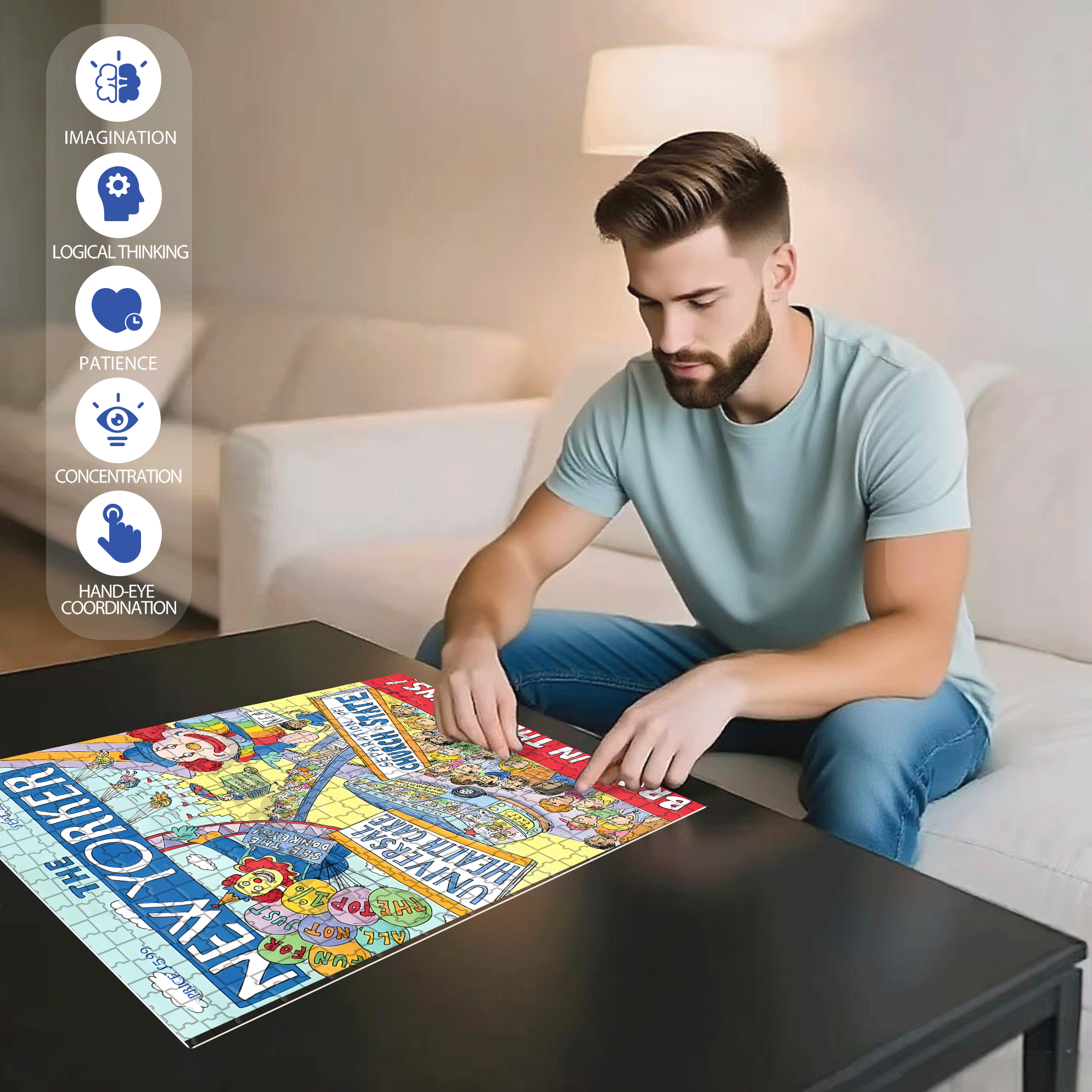 Bring In The Clowns 500pcs/1000pcs Jigsaw Puzzle, Scratch-Resistant, Interactive Family Game & Brain-Boosting DIY Decor, Perfect for Halloween, Christmas & New Year Gifts, Family Puzzle Game
