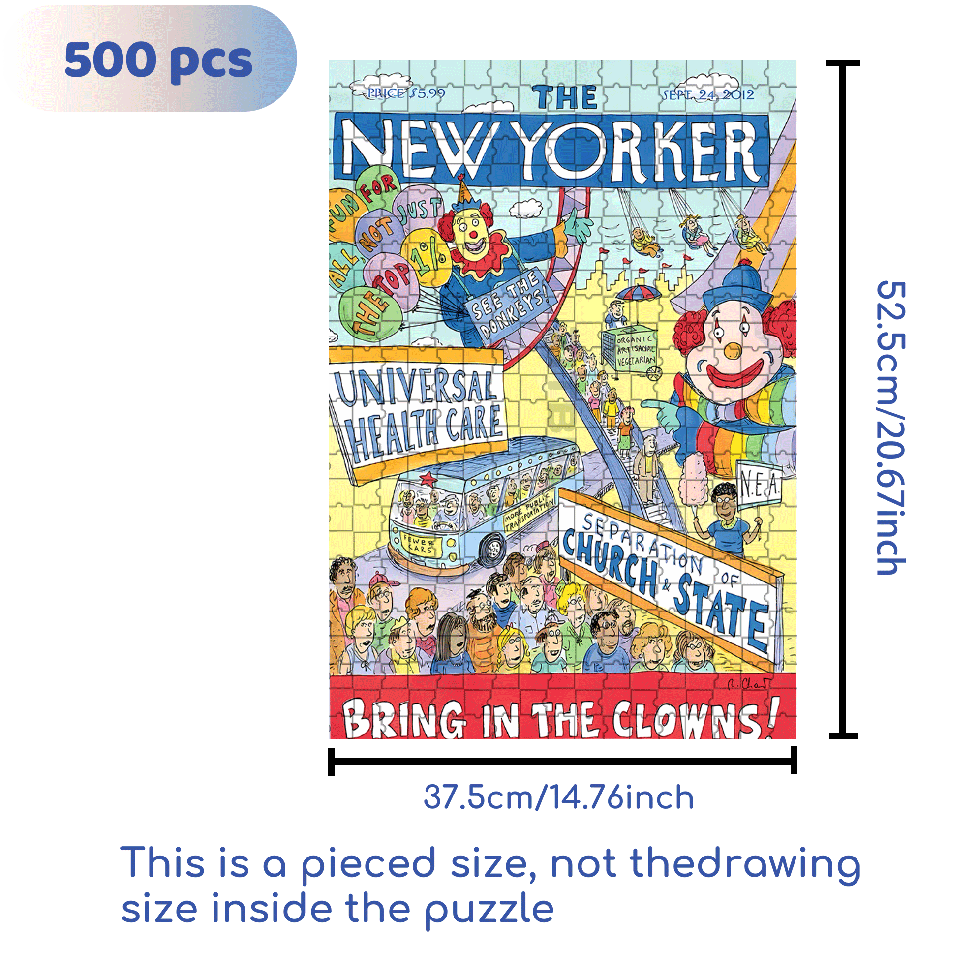 Bring In The Clowns 500pcs/1000pcs Jigsaw Puzzle, Scratch-Resistant, Interactive Family Game & Brain-Boosting DIY Decor, Perfect for Halloween, Christmas & New Year Gifts, Family Puzzle Game