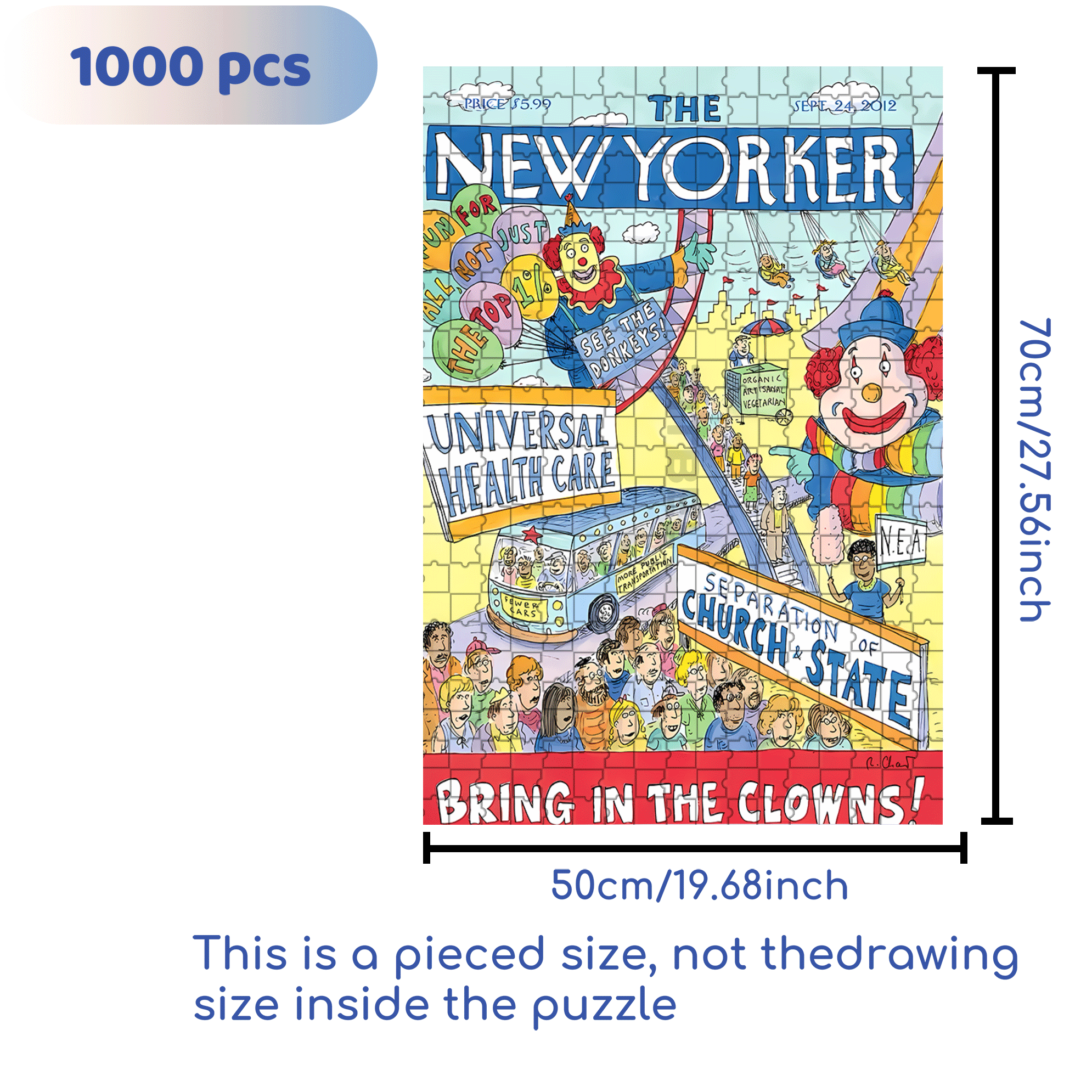 Bring In The Clowns 500pcs/1000pcs Jigsaw Puzzle, Scratch-Resistant, Interactive Family Game & Brain-Boosting DIY Decor, Perfect for Halloween, Christmas & New Year Gifts, Family Puzzle Game