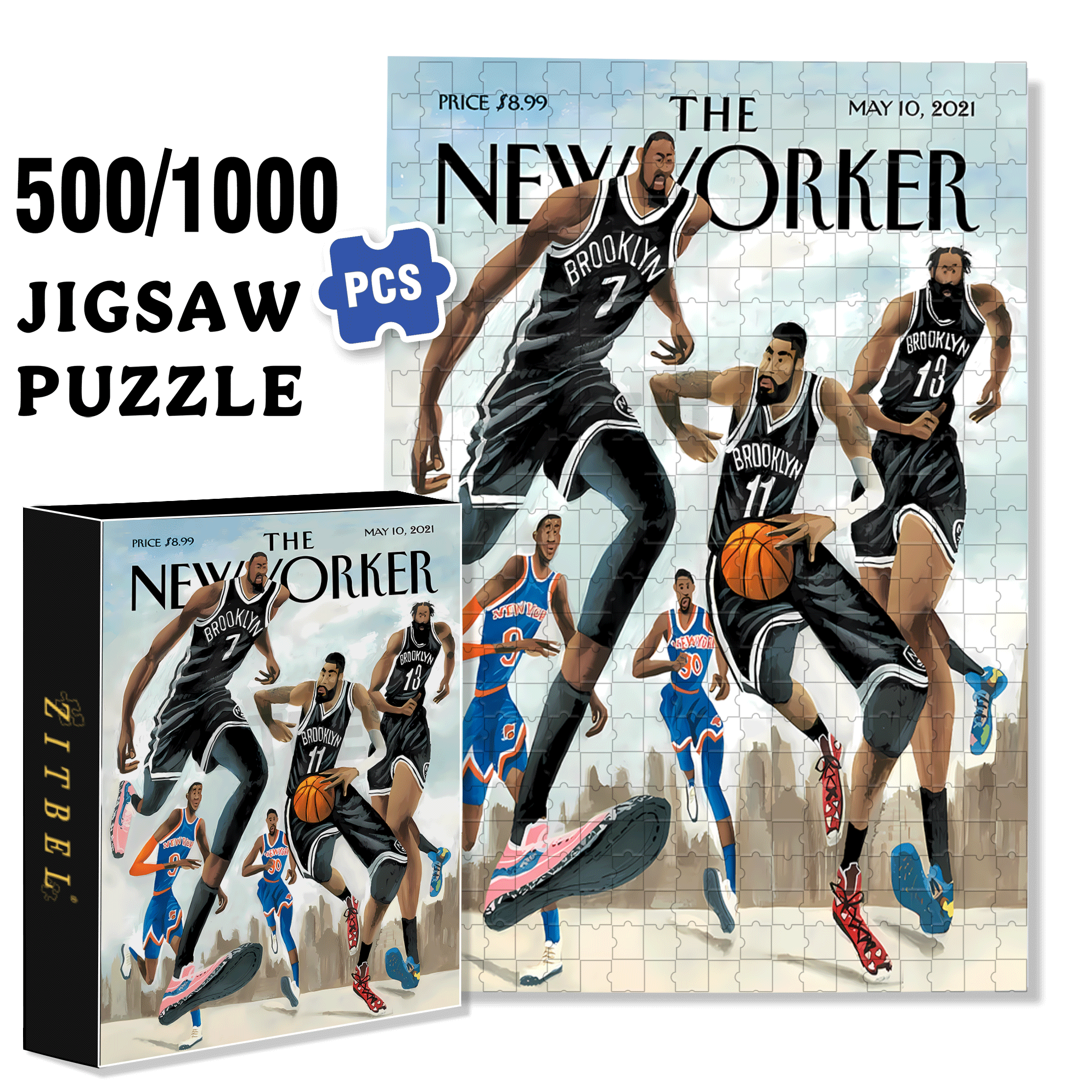 Brooklyn 500pcs/1000pcs Jigsaw Puzzle, Scratch-Resistant, Interactive Family Game & Brain-Boosting DIY Decor, Perfect for Halloween, Christmas & New Year Gifts, Family Puzzle Game