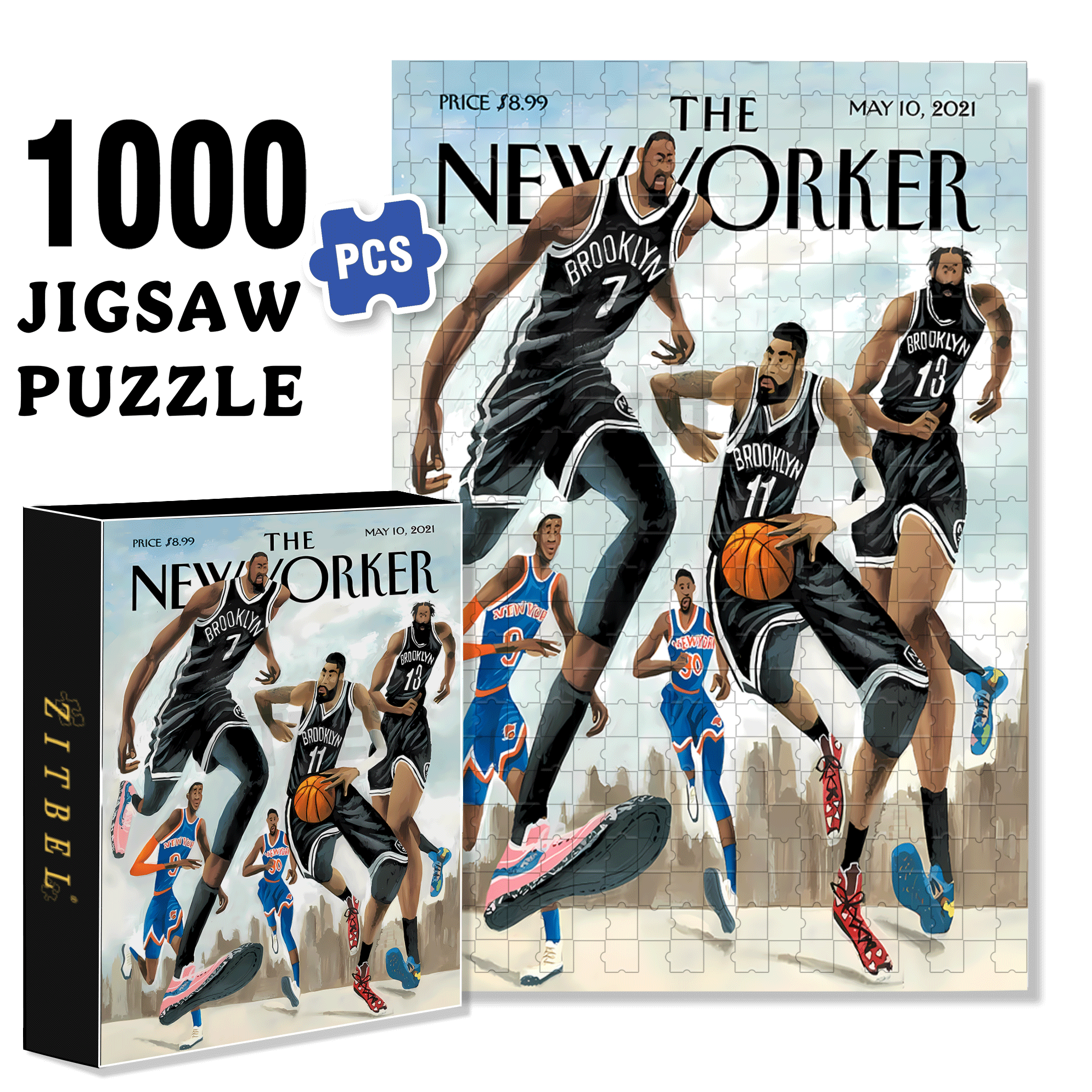Brooklyn 500pcs/1000pcs Jigsaw Puzzle, Scratch-Resistant, Interactive Family Game & Brain-Boosting DIY Decor, Perfect for Halloween, Christmas & New Year Gifts, Family Puzzle Game