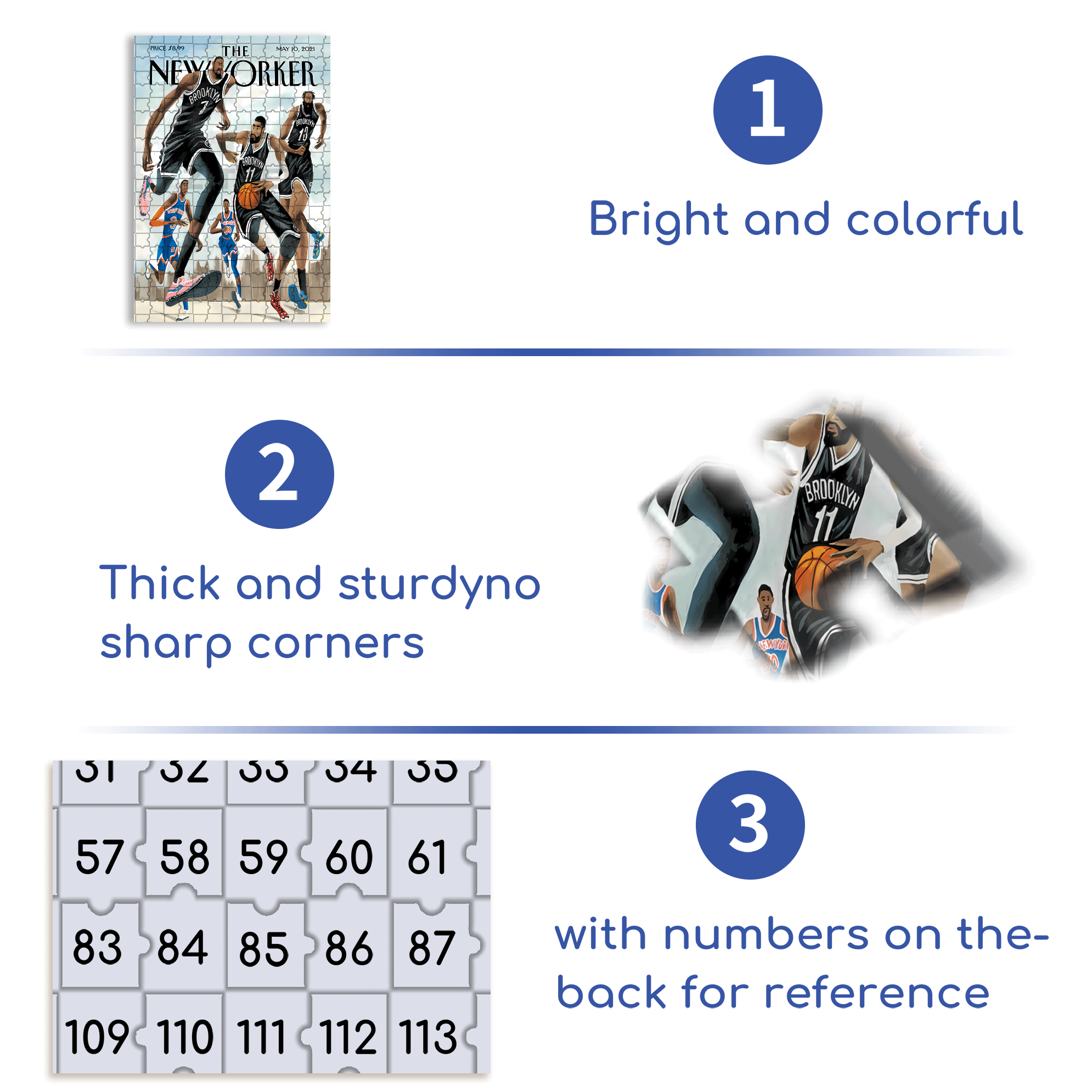 Brooklyn 500pcs/1000pcs Jigsaw Puzzle, Scratch-Resistant, Interactive Family Game & Brain-Boosting DIY Decor, Perfect for Halloween, Christmas & New Year Gifts, Family Puzzle Game